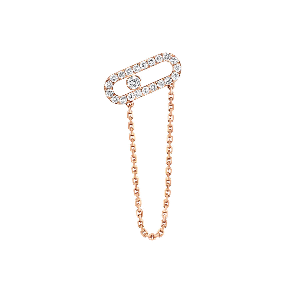 Messika Move Uno einzelner Ohrring mit Kette (13423-PG) aus Roségold mit Diamant