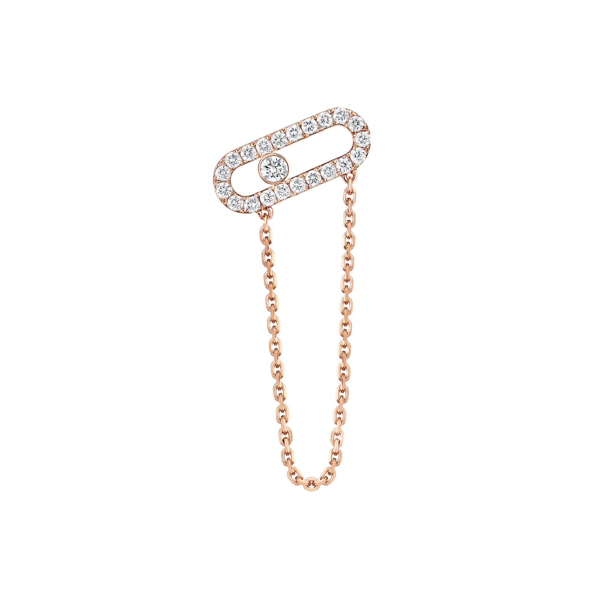 Messika Move Uno einzelner Ohrring mit Kette (13423-PG) aus Roségold mit Diamant