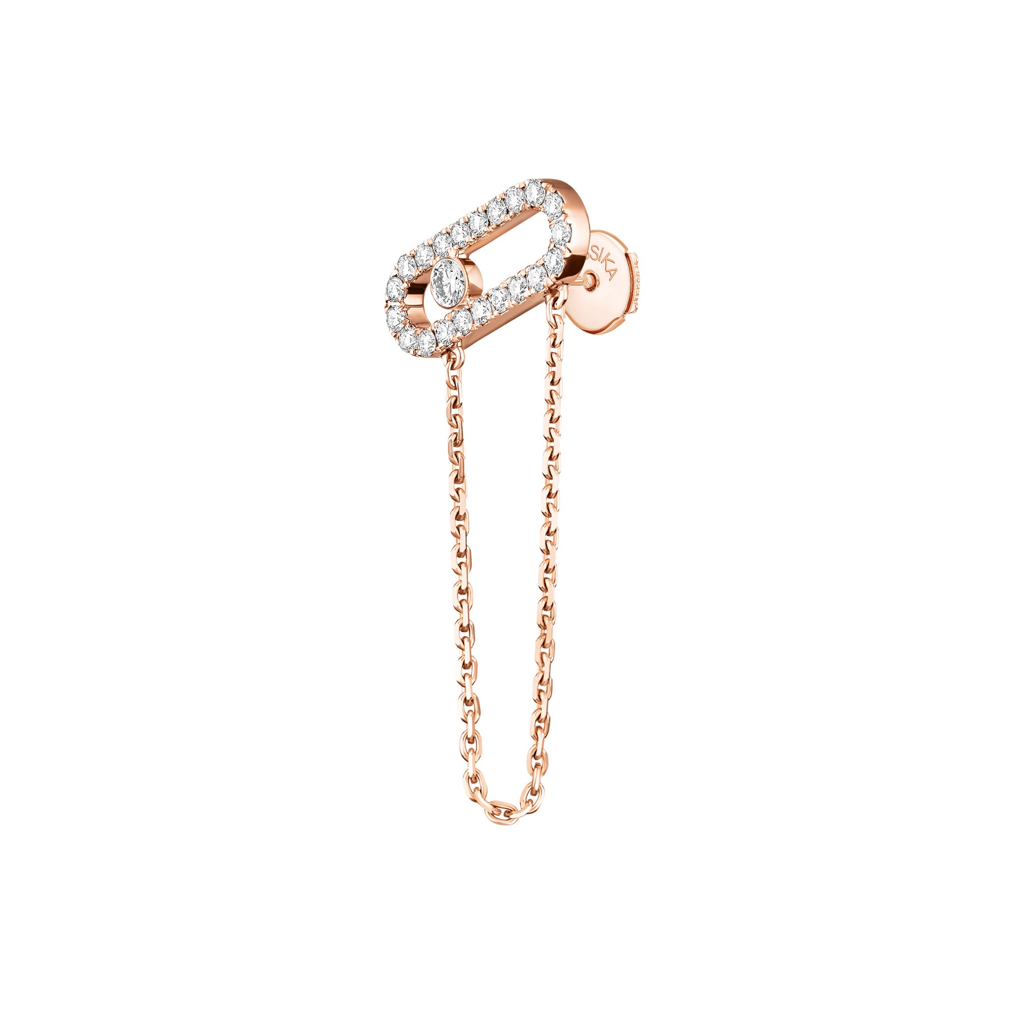 Messika Move Uno einzelner Ohrring mit Kette (13423-PG) aus Roségold mit Diamant