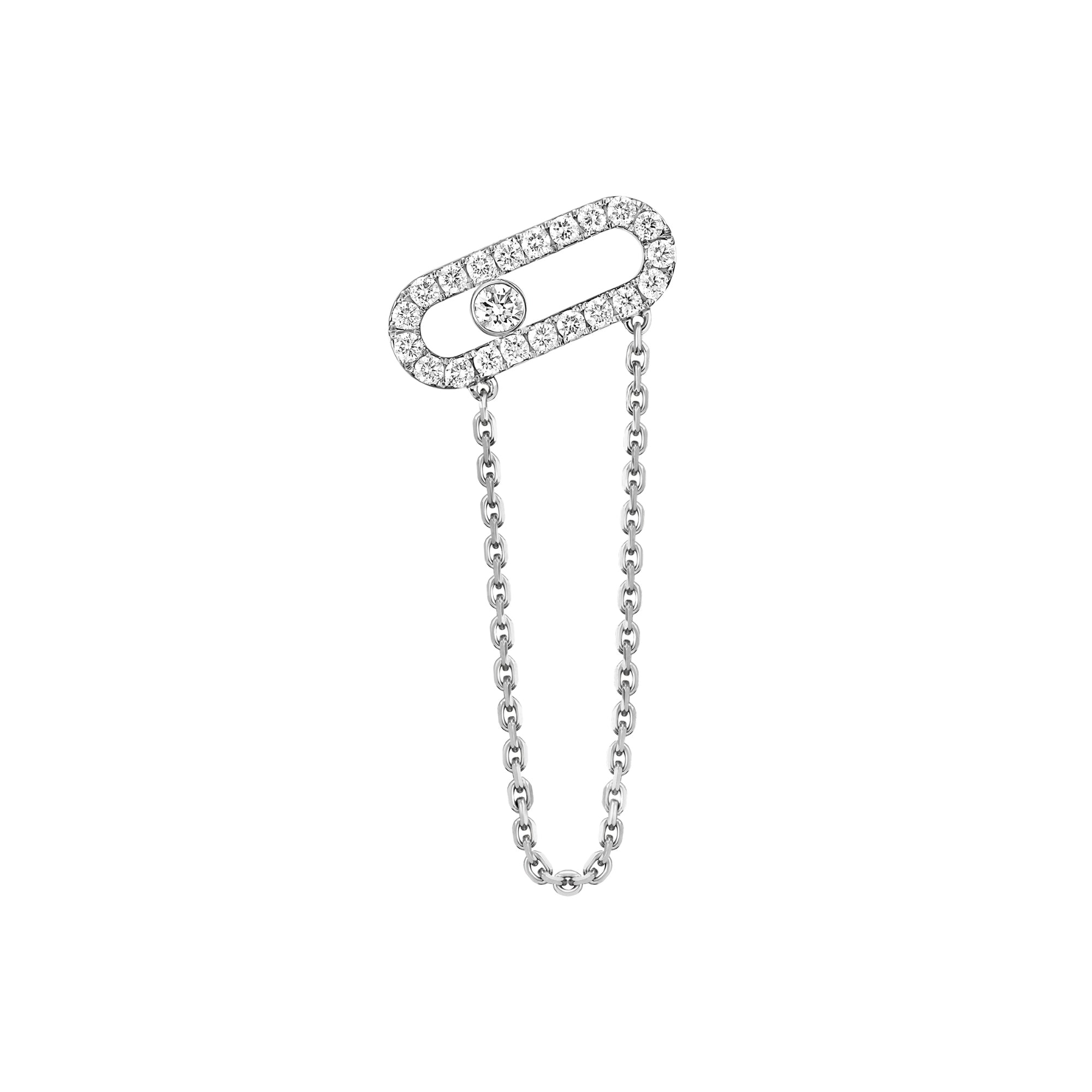 Messika Move Uno einzelner Ohrring mit Kette (13423-WG) aus Weißgold mit Diamant