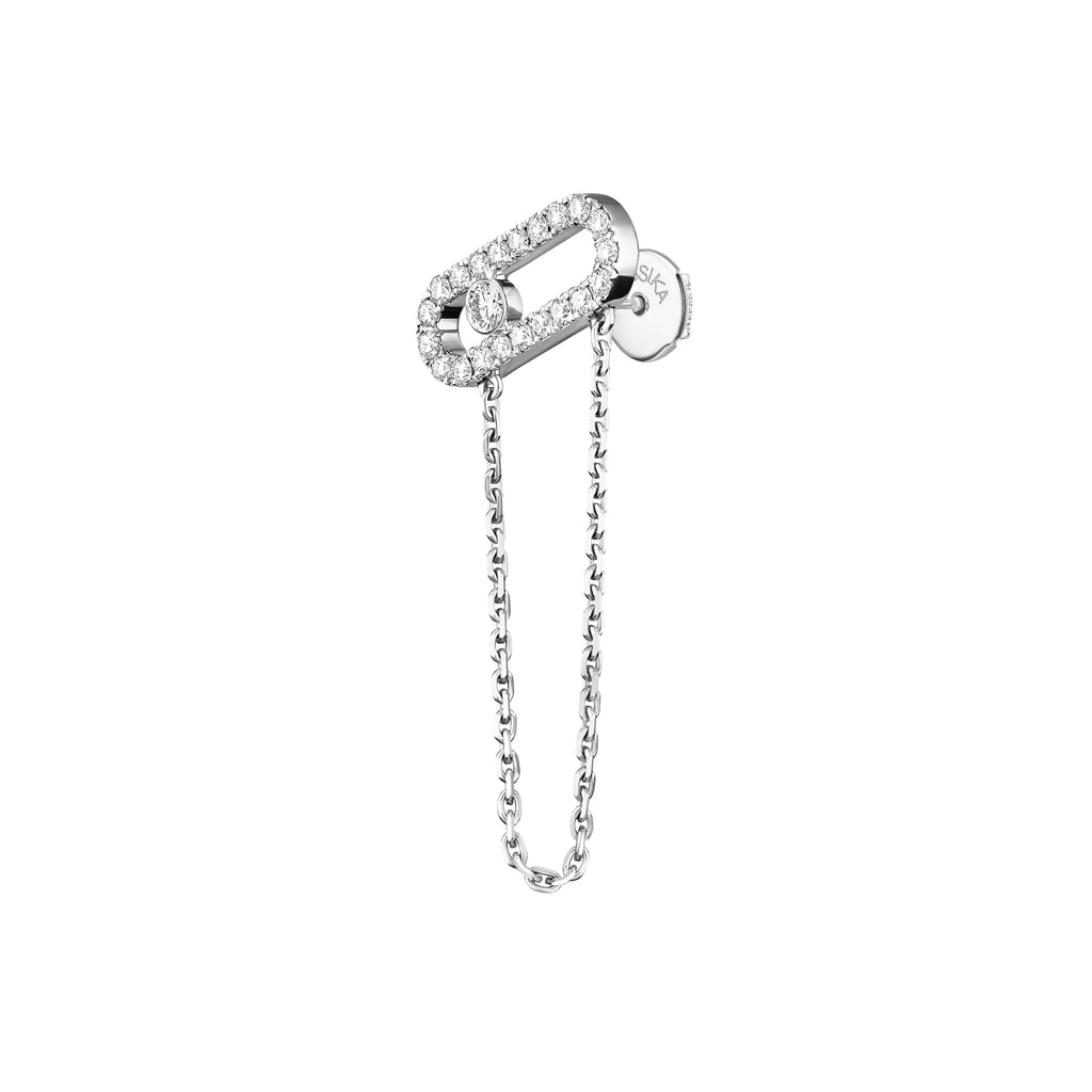 Messika Move Uno einzelner Ohrring mit Kette (13423-WG) aus Weißgold mit Diamant