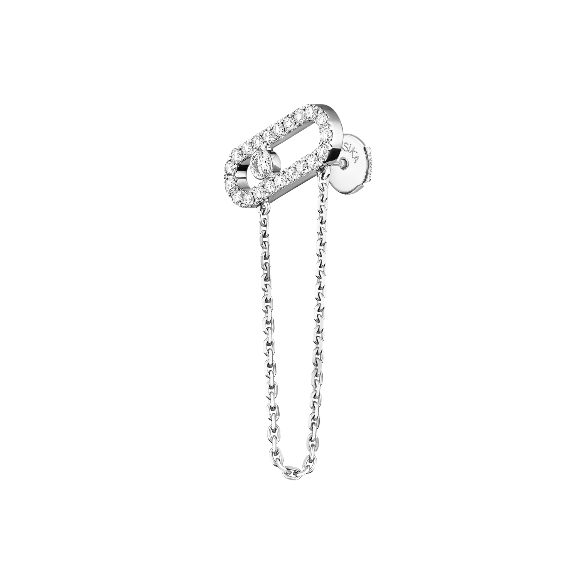 Messika Move Uno einzelner Ohrring mit Kette (13423-WG) aus Weißgold mit Diamant