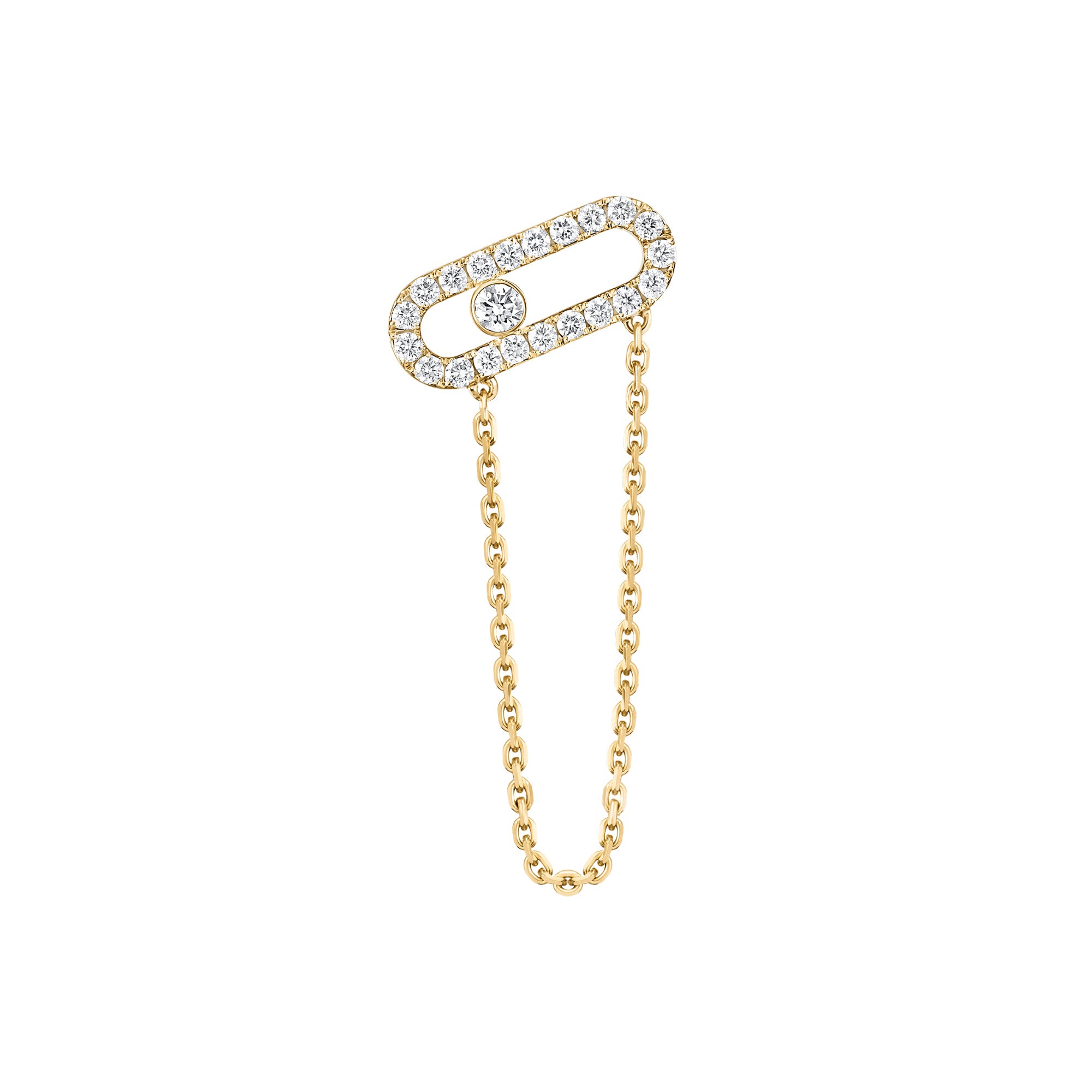Messika Move Uno einzelner Ohrring mit Kette (13423-YG) aus Gelbgold mit Diamant