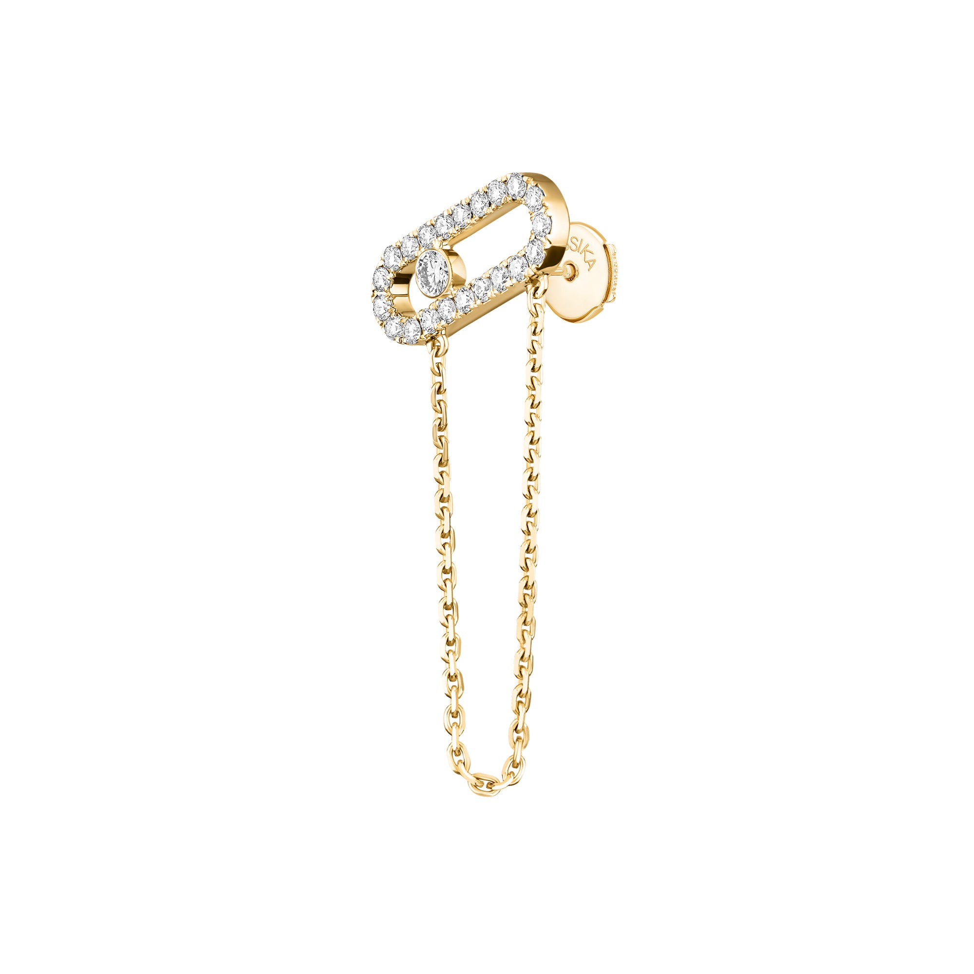 Messika Move Uno einzelner Ohrring mit Kette (13423-YG) aus Gelbgold mit Diamant