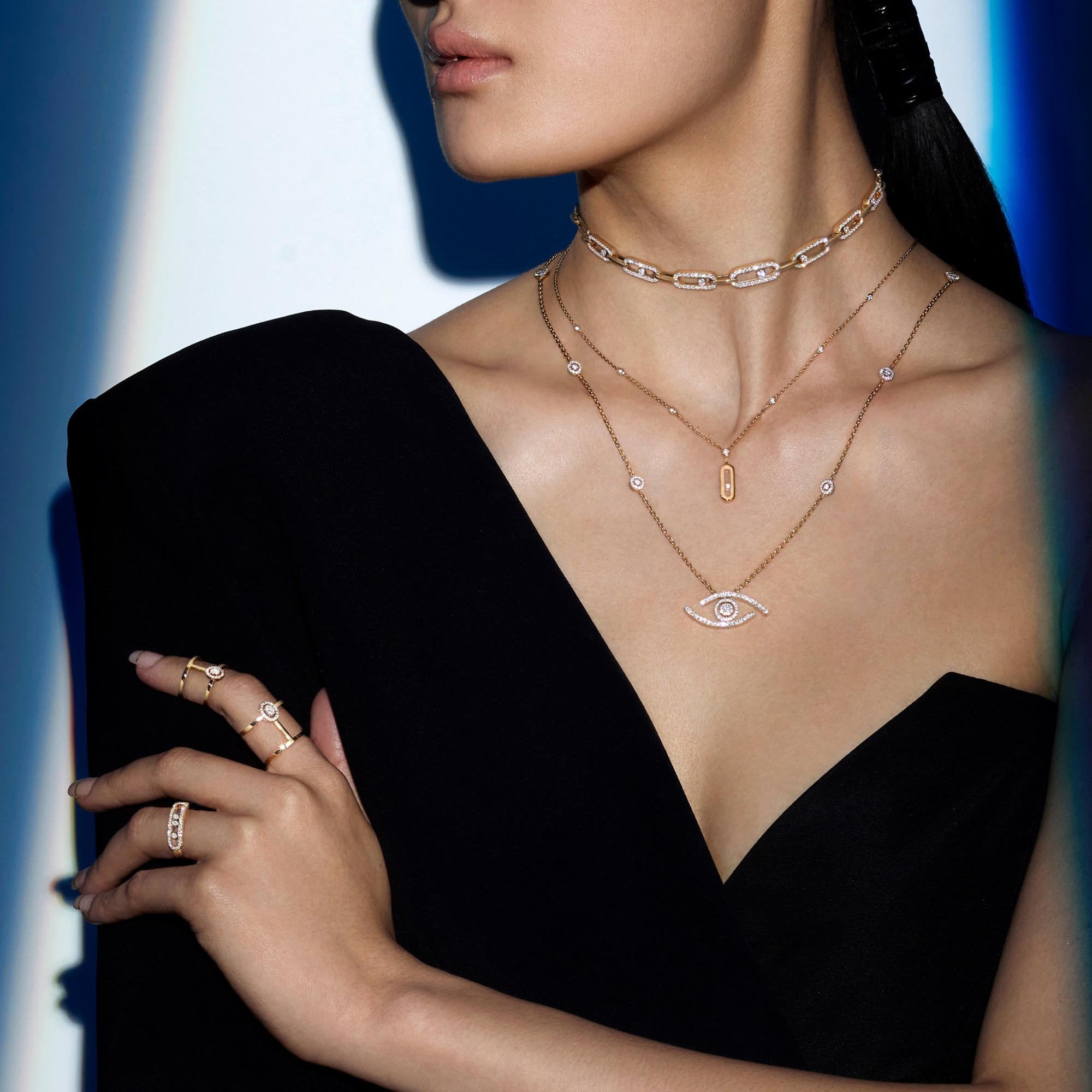 Messika Move Uno Multi-Choker Kette (12010-YG) aus Gelbgold mit Diamant