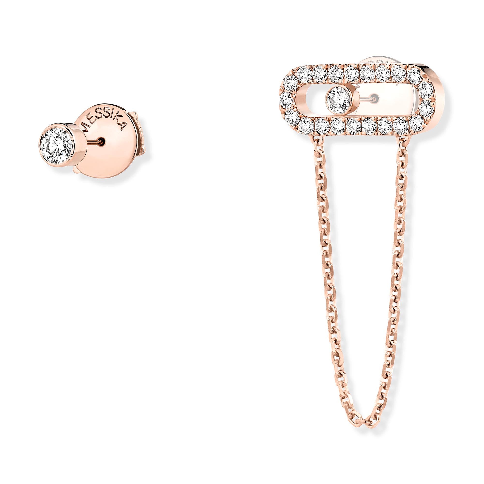 Messika Move Uno Ohrkette und Ohrstecker (12146-PG) aus Roségold mit Diamant