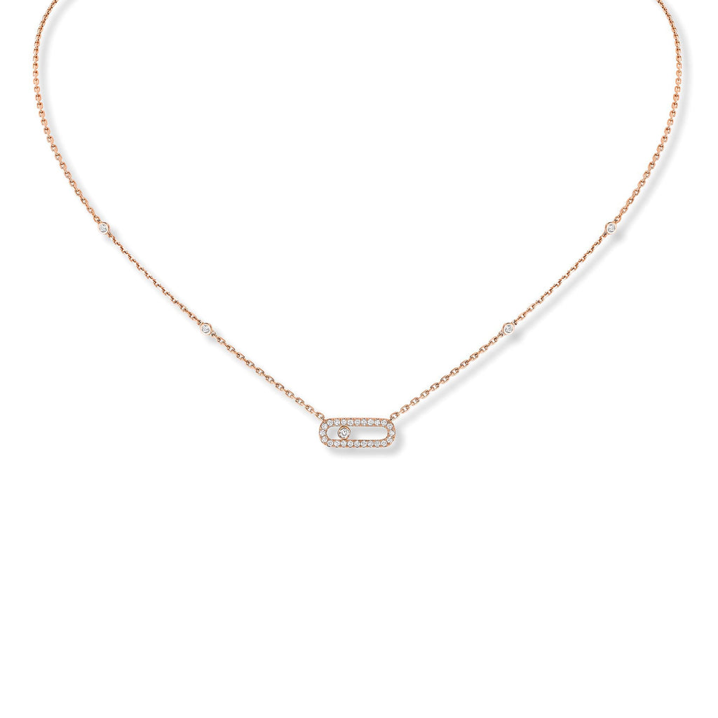 Messika Move Uno Pavé Halskette (04708-PG) aus Roségold mit Diamant