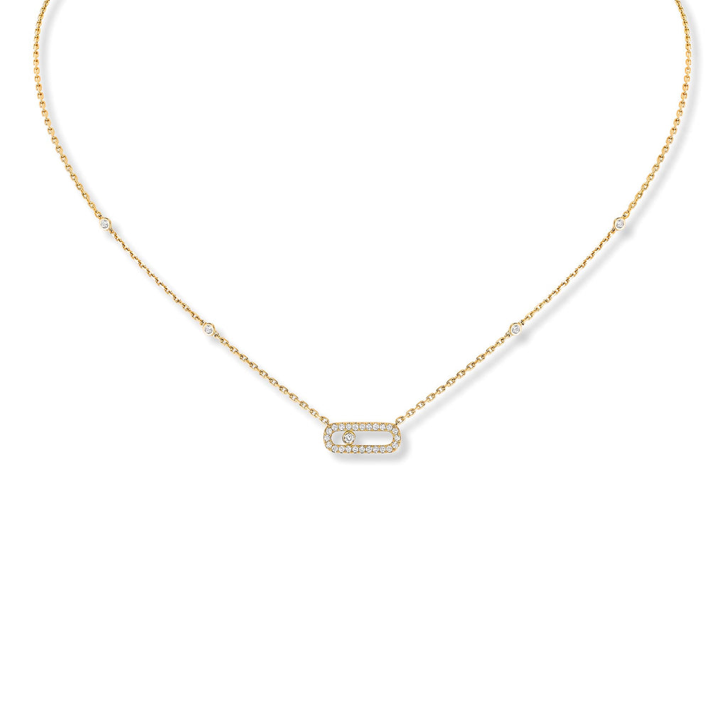 Messika Move Uno Pavé Halskette (04708-YG) aus Gelbgold mit Diamant