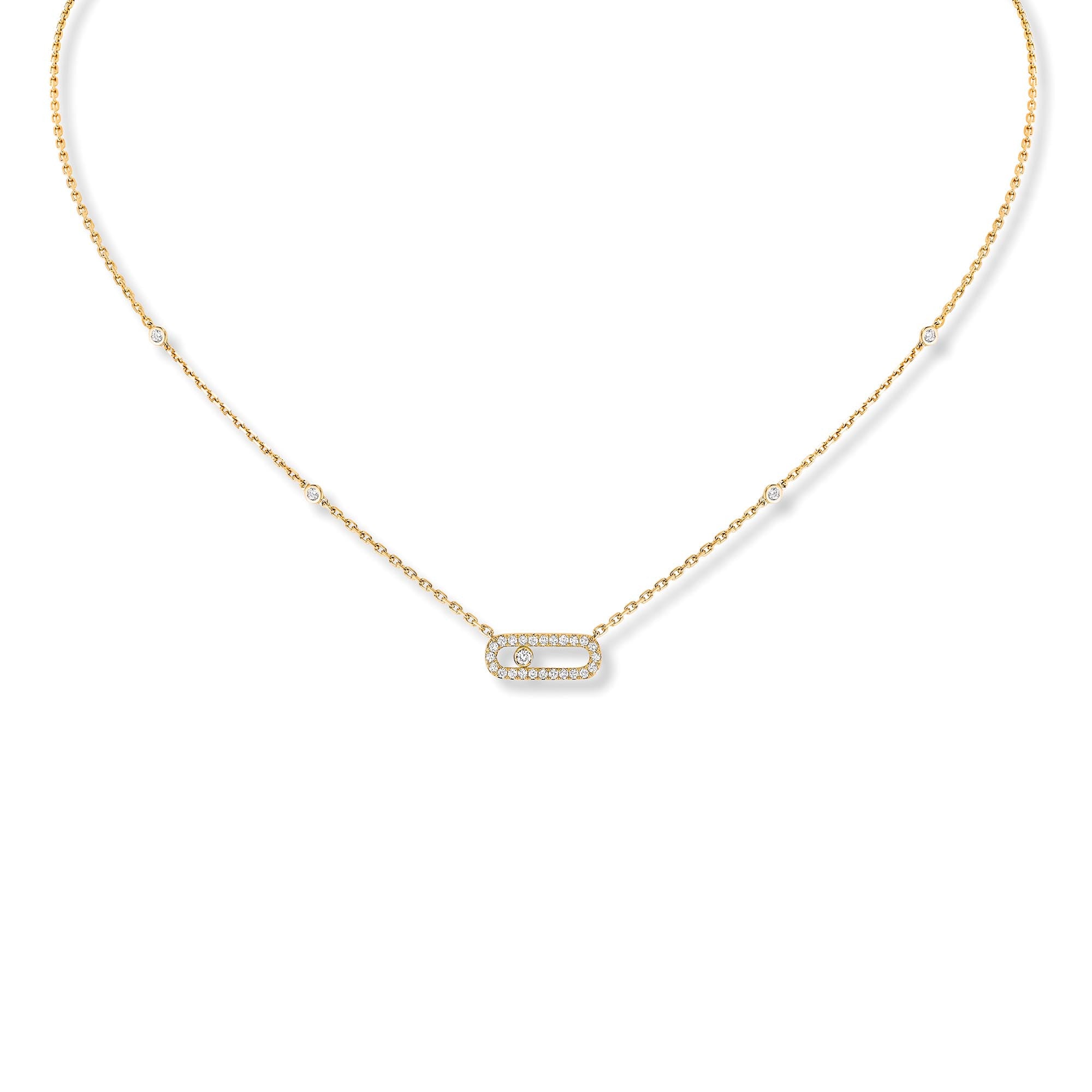 Messika Move Uno Pavé Halskette (04708-YG) aus Gelbgold mit Diamant
