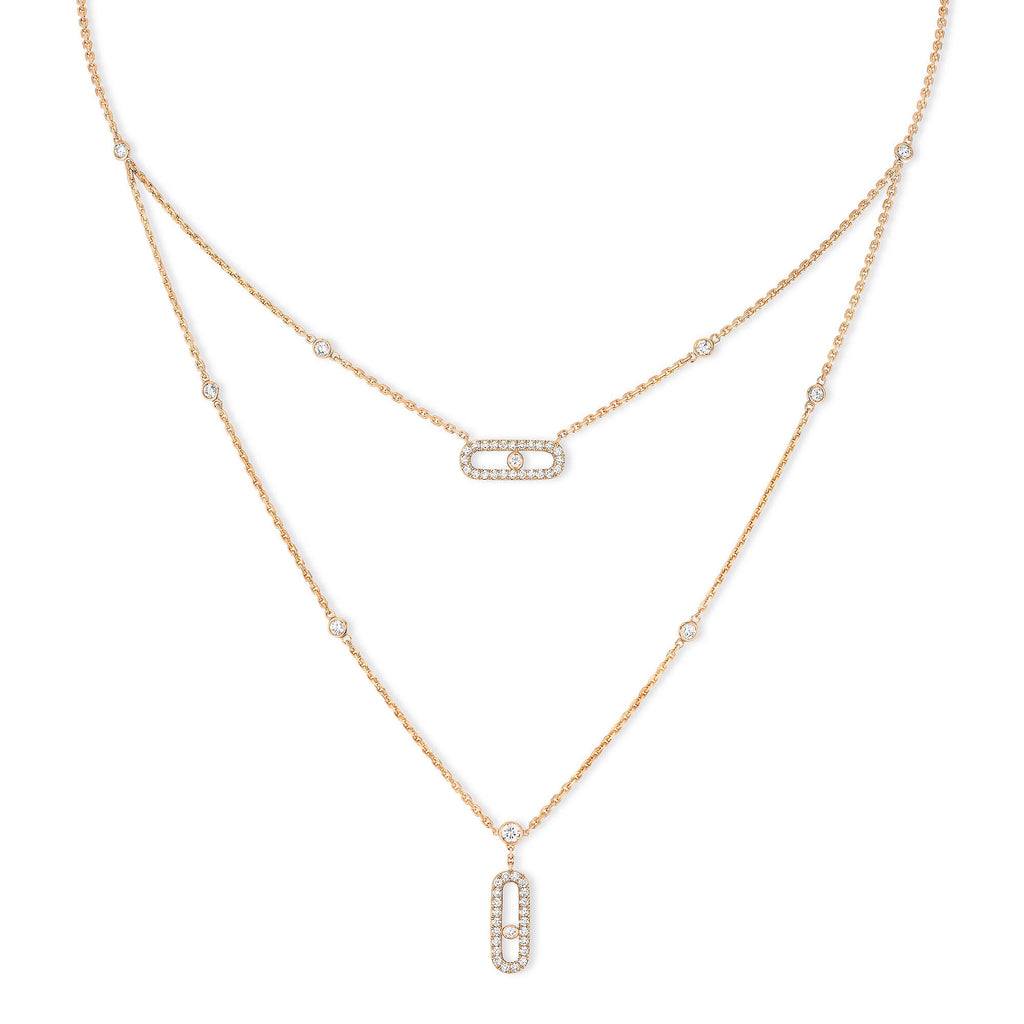 Messika Move Uno Pavée Kette (07174-PG) aus Roségold mit Diamant