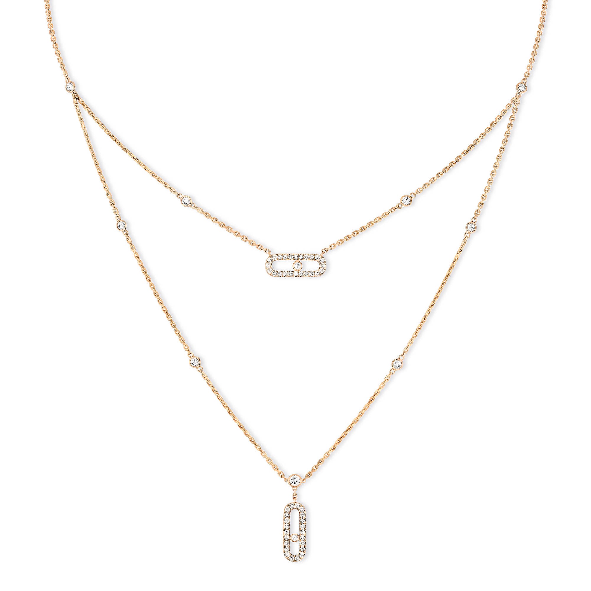 Messika Move Uno Pavée Kette (07174-PG) aus Roségold mit Diamant