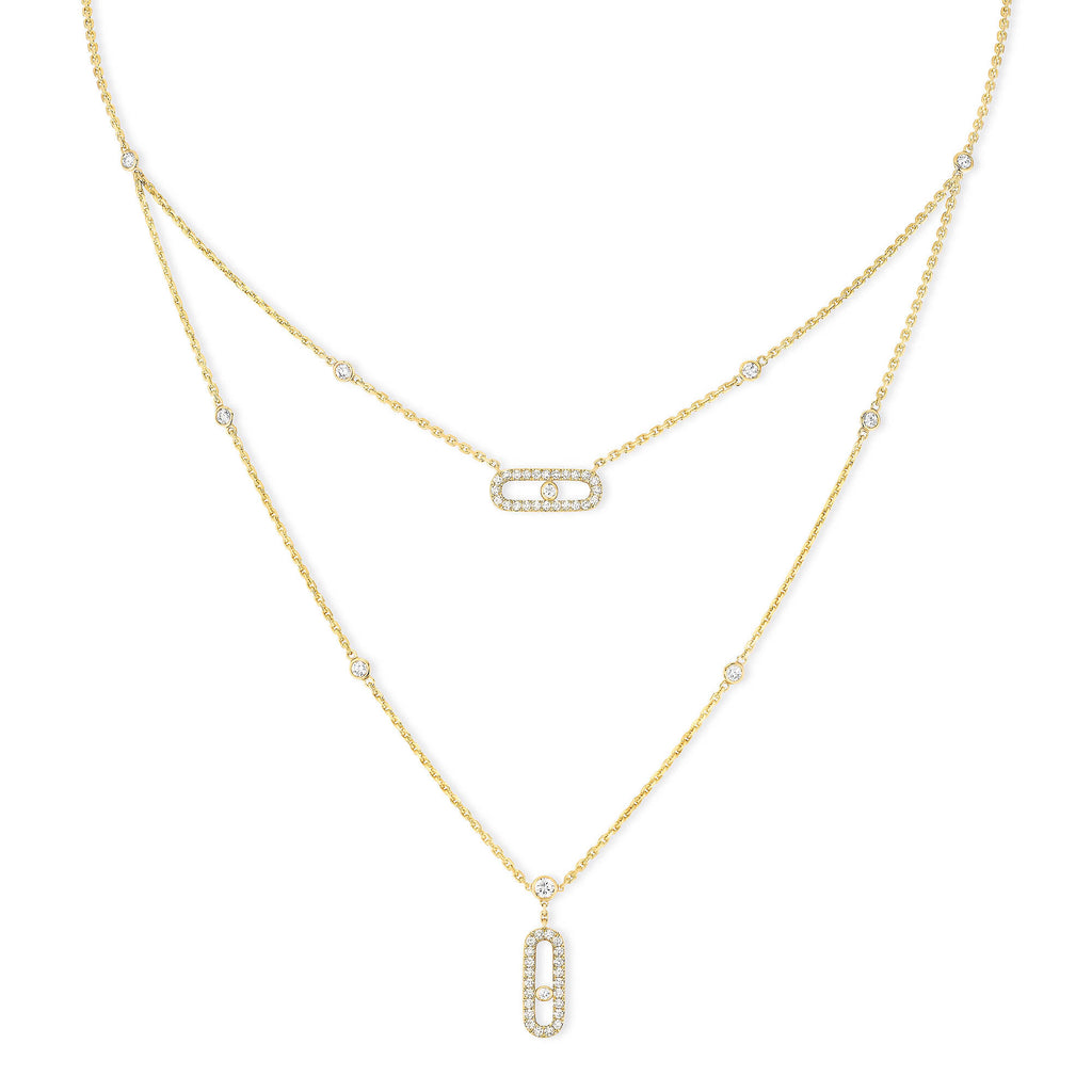Messika Move Uno Pavée Kette (07174-YG) aus Gelbgold mit Diamant