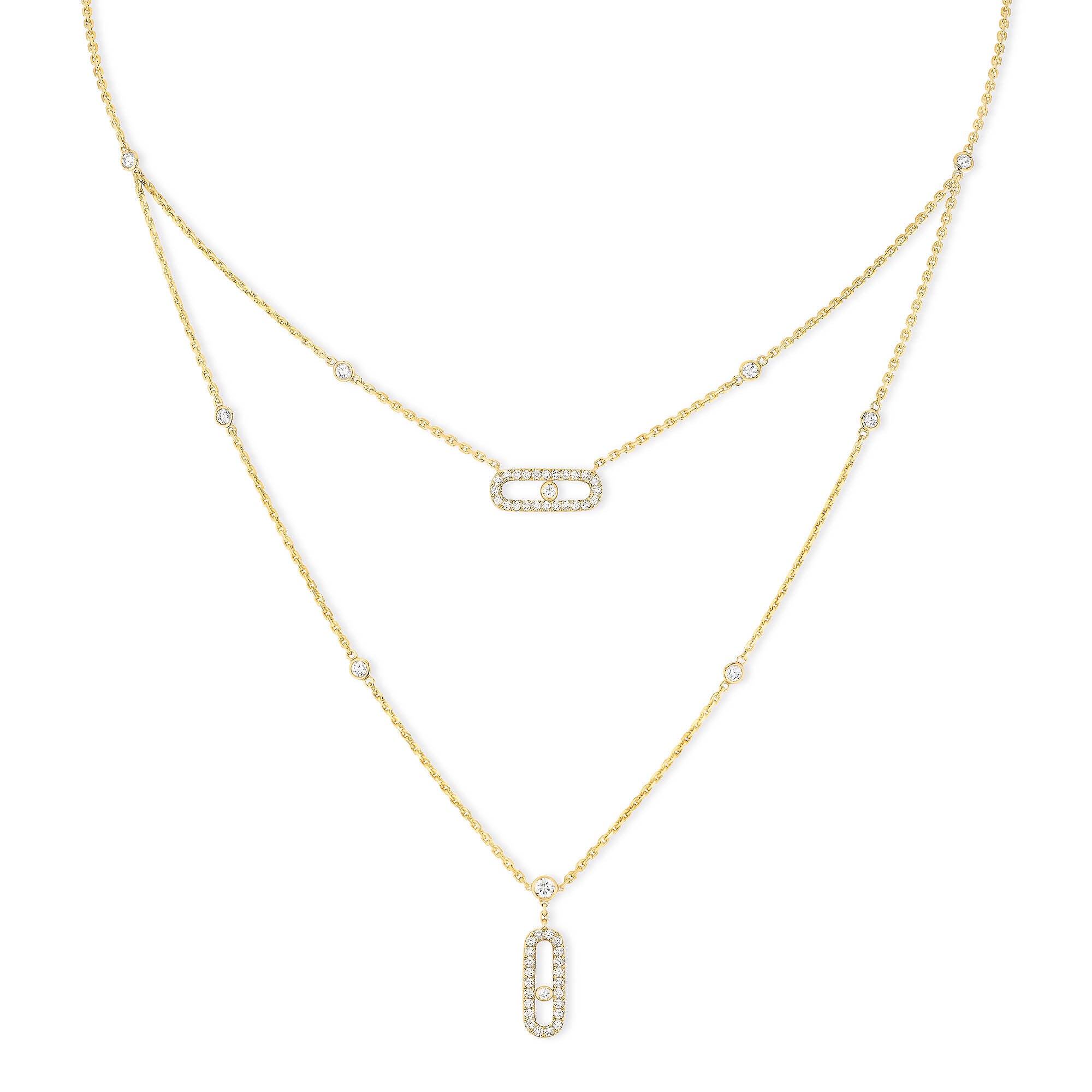 Messika Move Uno Pavée Kette (07174-YG) aus Gelbgold mit Diamant