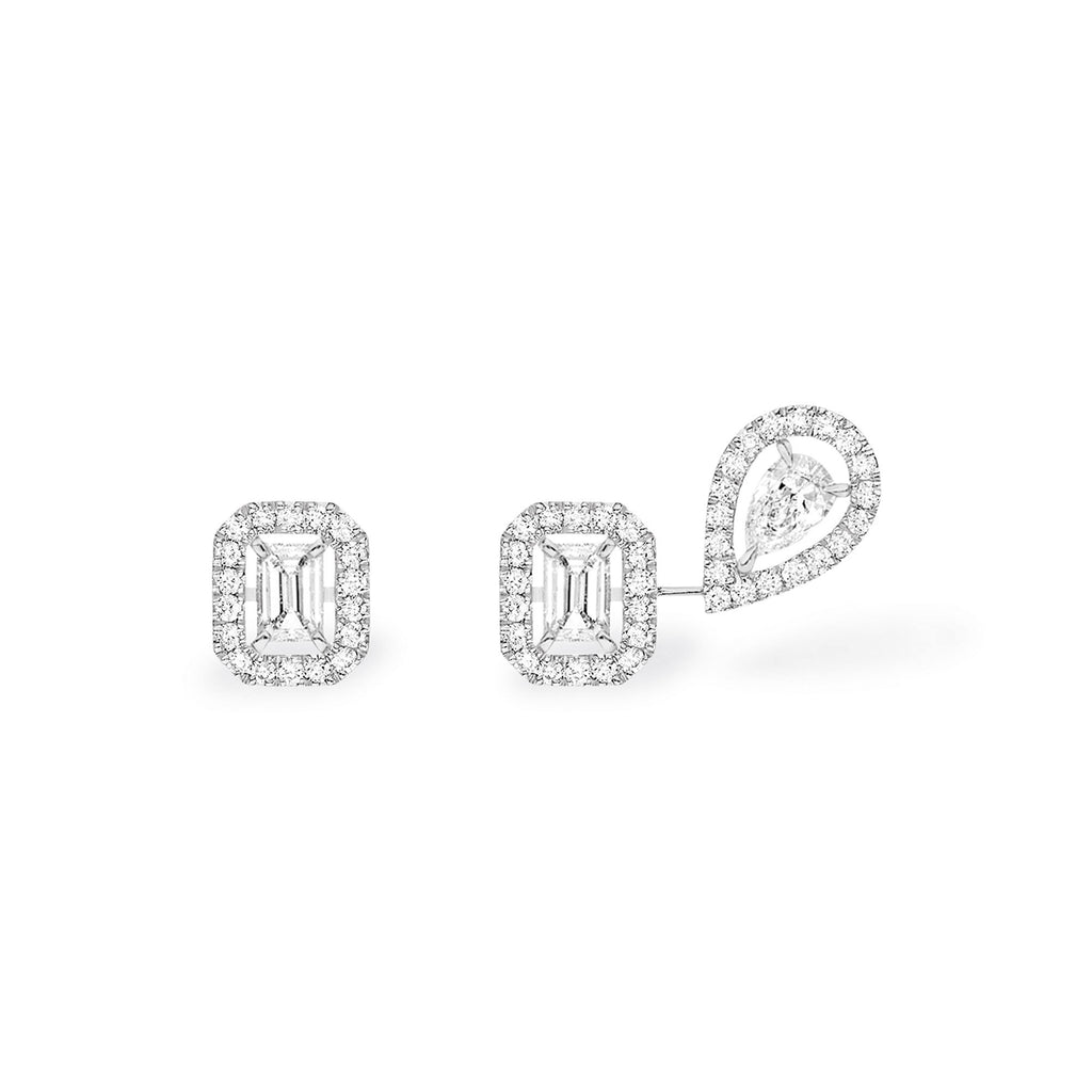 Messika My Twin 1+2 X3 Ohrstecker (07004-WG) aus Weißgold mit Diamant und Smaragd