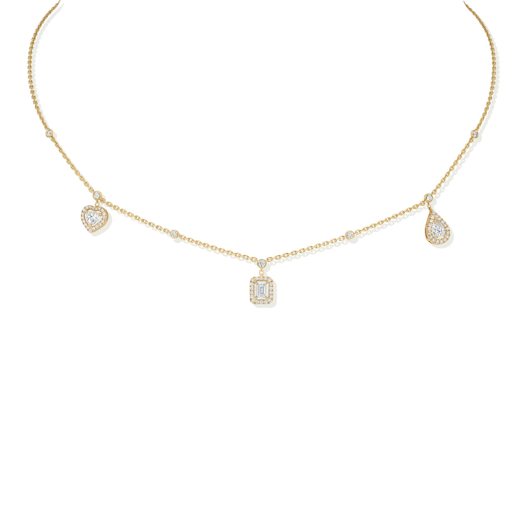 Messika My Twin Halskette (11945-YG) aus Gelbgold mit Diamant und Smaragd