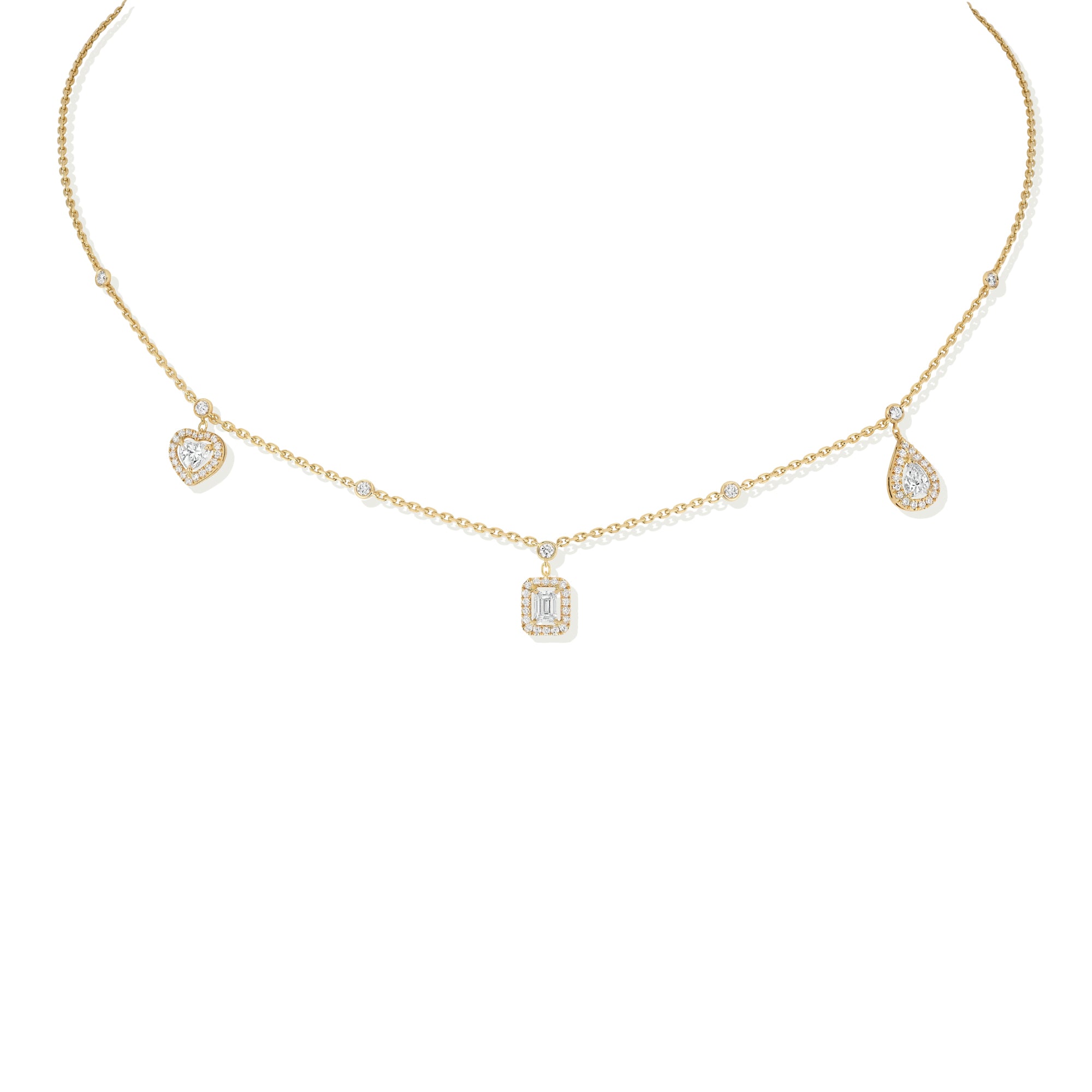 Messika My Twin Halskette (11945-YG) aus Gelbgold mit Diamant und Smaragd