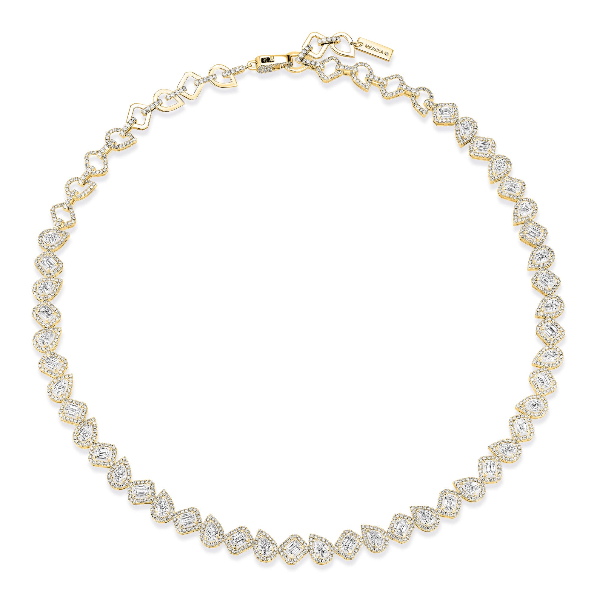 Messika My Twin Halskette (13677-YG) aus Gelbgold mit Diamant und Smaragd