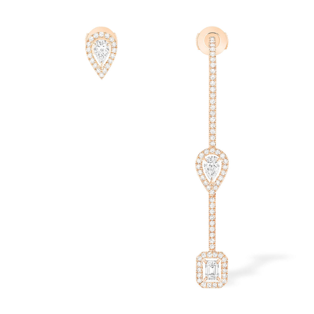 Messika My Twin Ohrhänger und Ohrstecker (07224-PG) aus Roségold mit Diamant und Smaragd