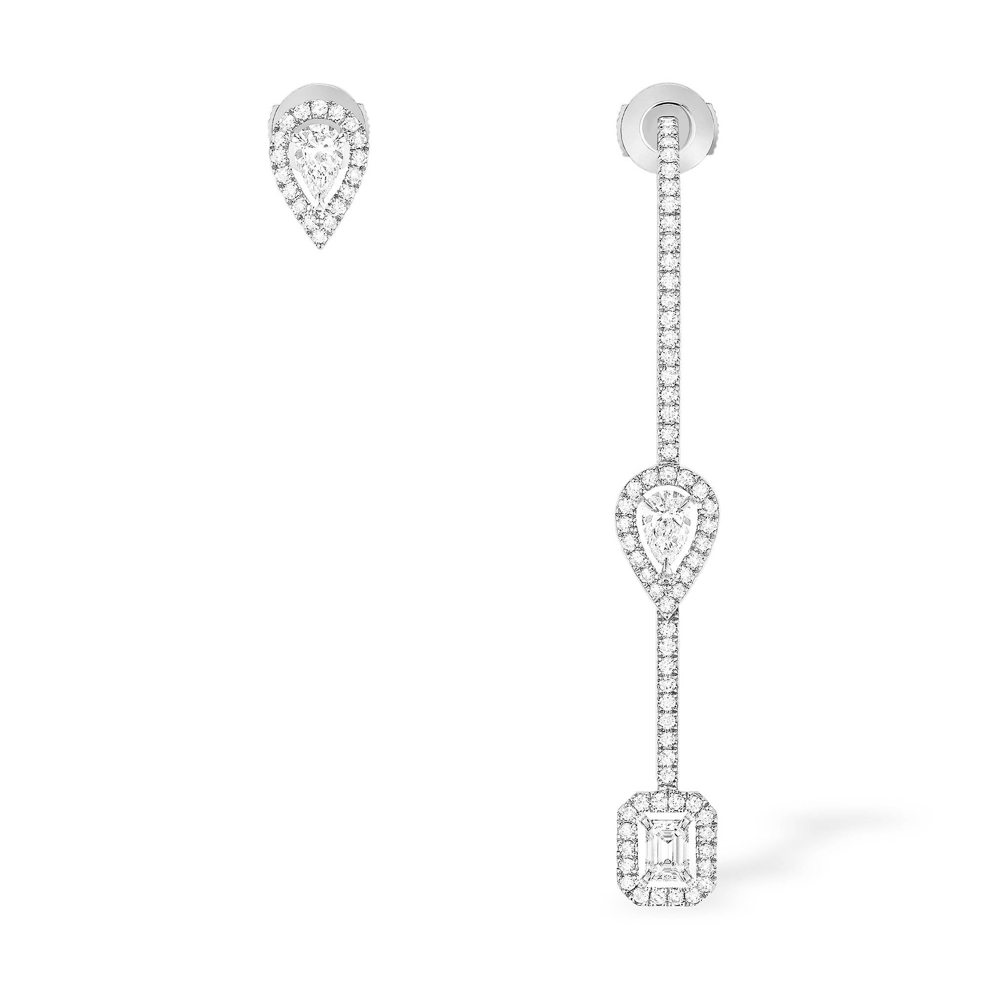 Messika My Twin Ohrhänger und Ohrstecker (07224-WG) aus Weißgold mit Diamant und Smaragd