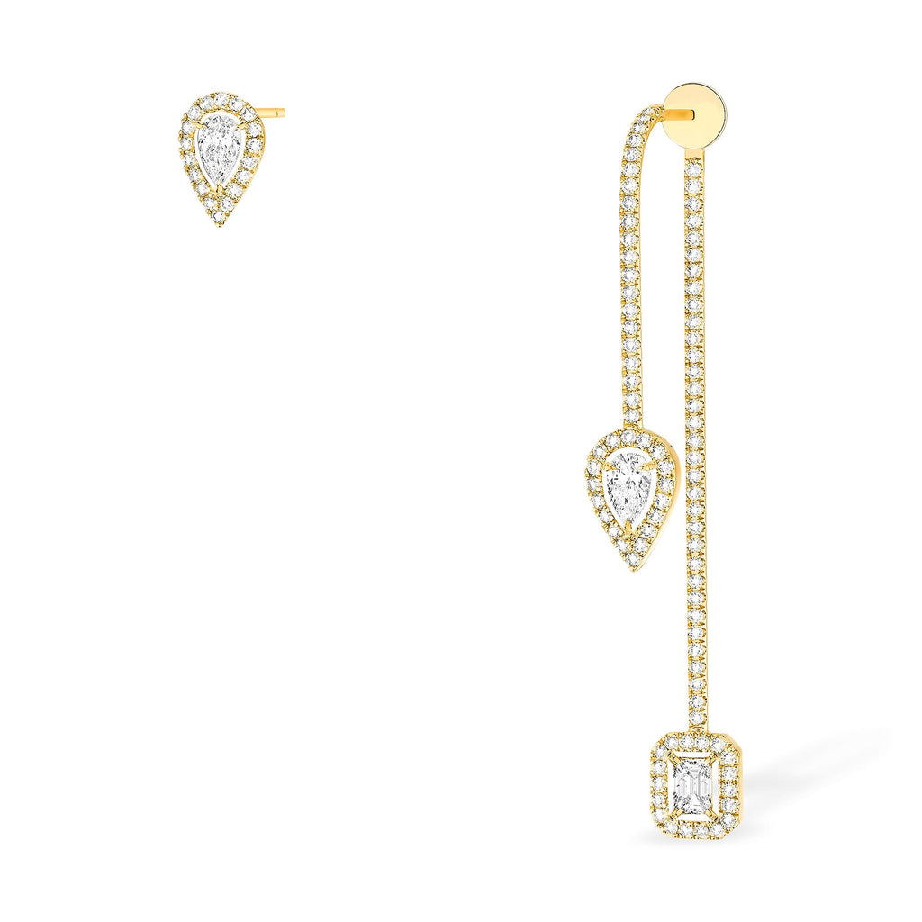 Messika My Twin Ohrhänger und Ohrstecker (07224-YG) aus Gelbgold mit Diamant und Smaragd