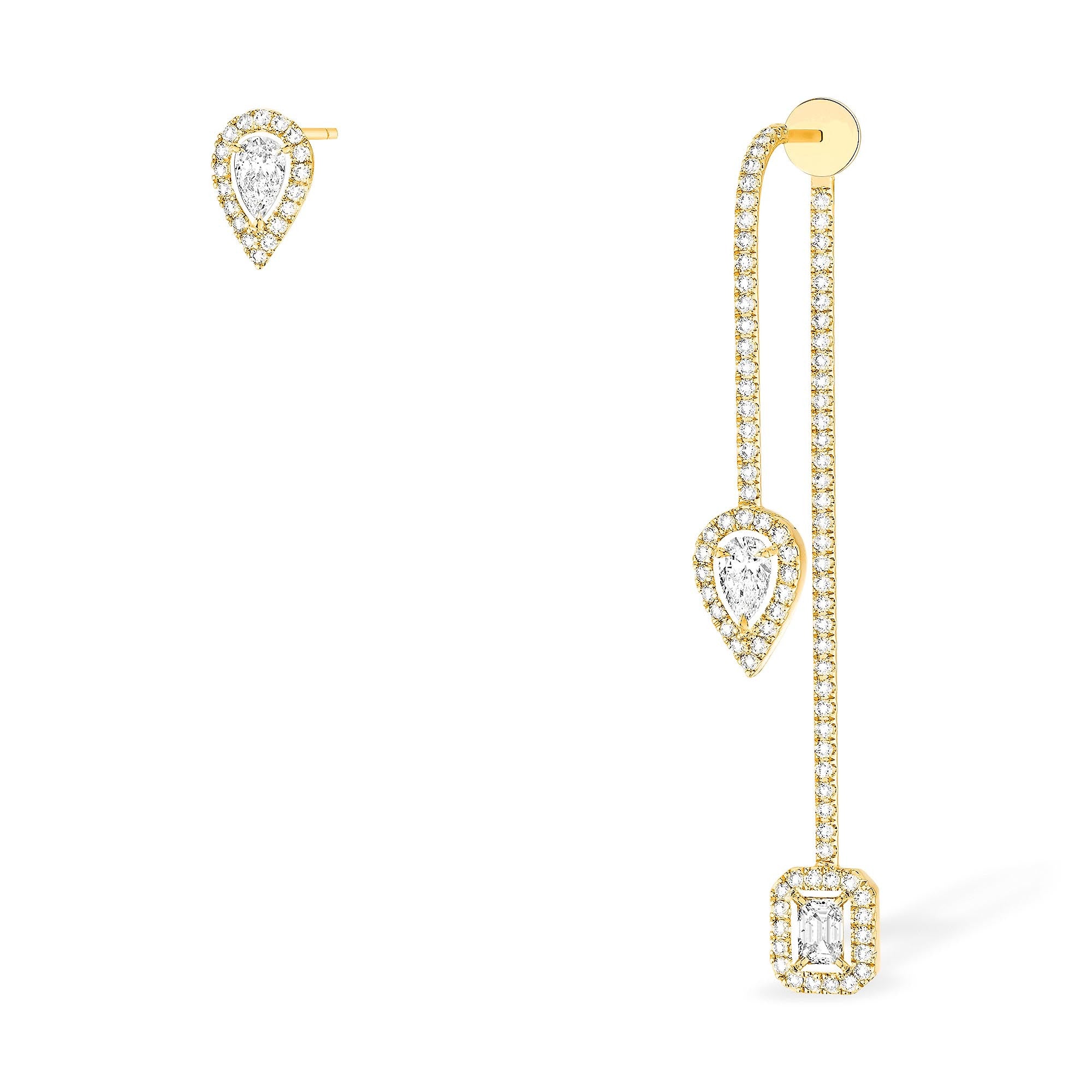 Messika My Twin Ohrhänger und Ohrstecker (07224-YG) aus Gelbgold mit Diamant und Smaragd