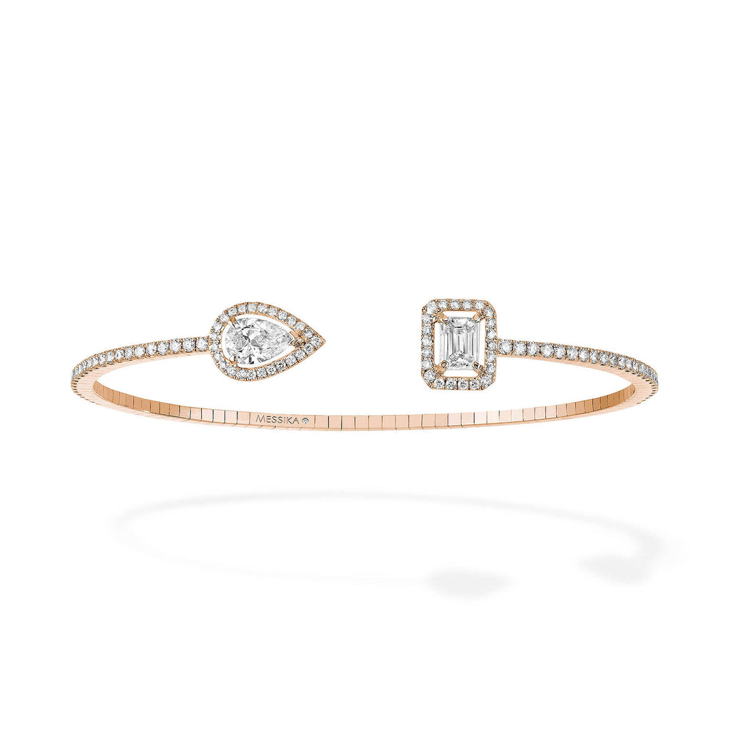 Messika My Twin Skinny X2 Armreif (06492-PG) aus Roségold mit Diamant und Smaragd
