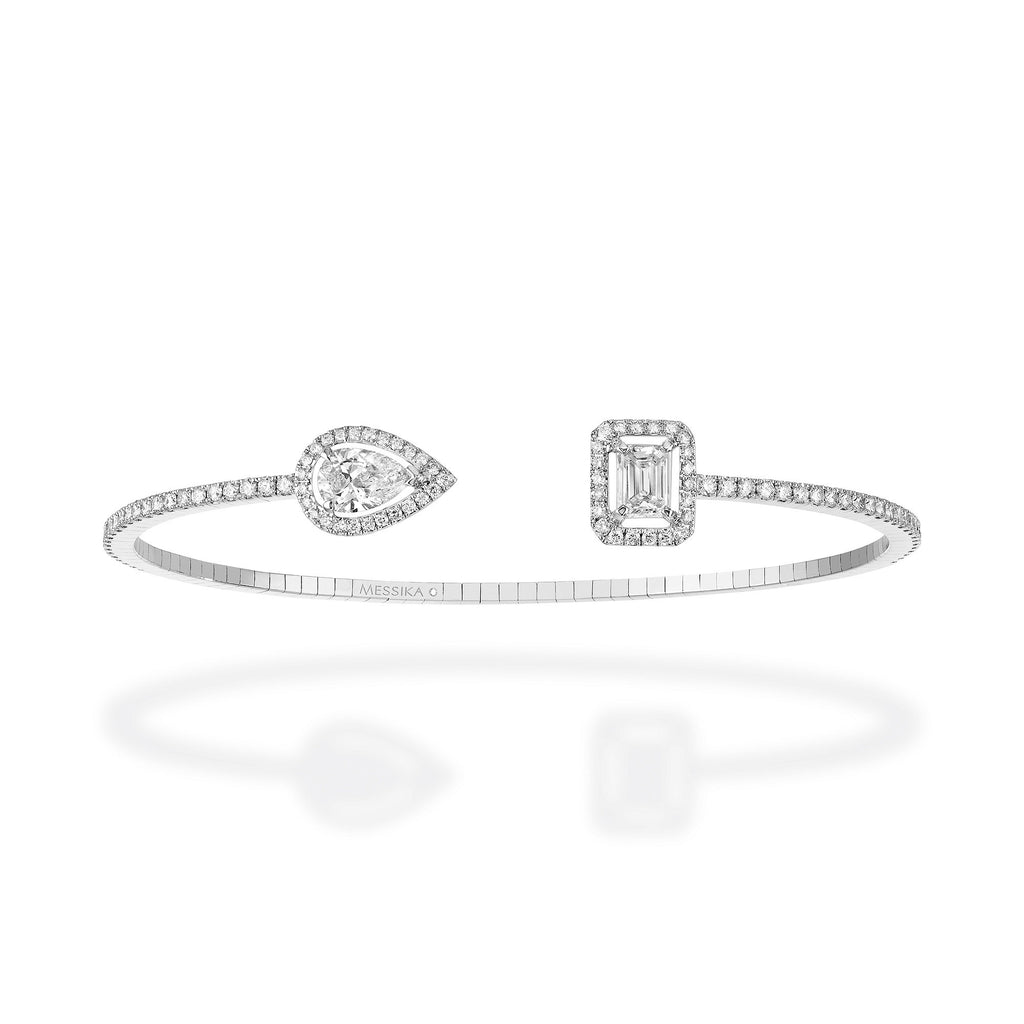 Messika My Twin Skinny X2 Armreif (06492-WG) aus Weißgold mit Diamant und Smaragd