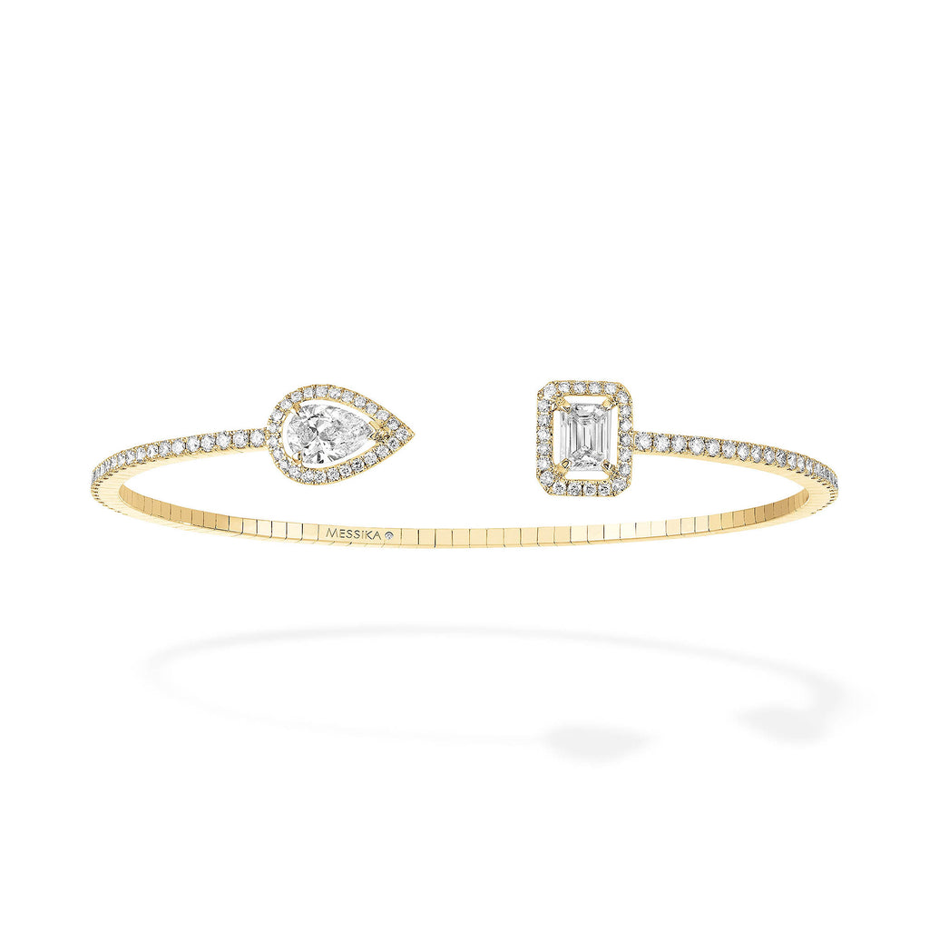 Messika My Twin Skinny X2 Armreif (06492-YG) aus Gelbgold mit Diamant und Smaragd
