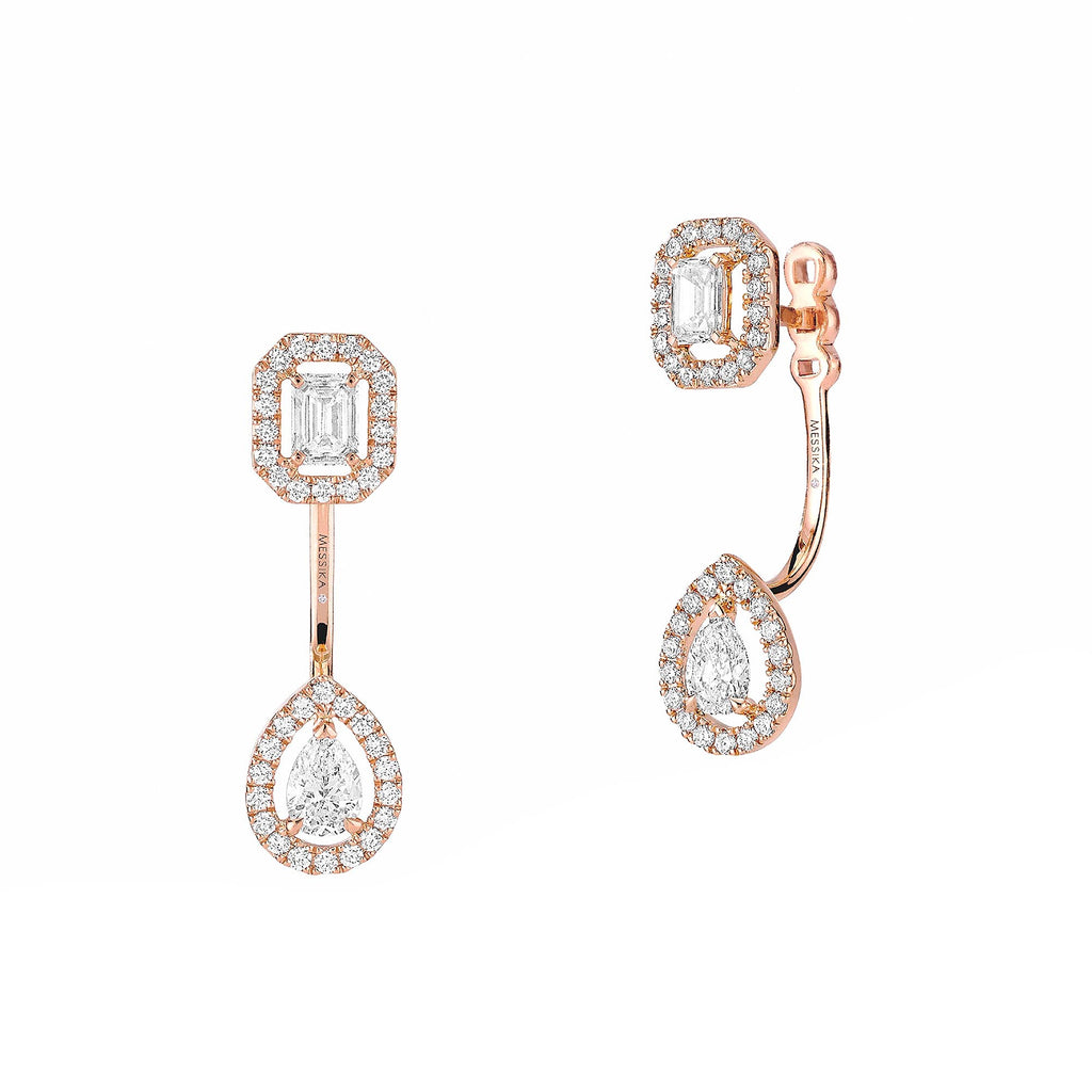 Messika My Twin Toi & Moi Ohrringe (06504-PG) aus Roségold mit Diamant und Smaragd