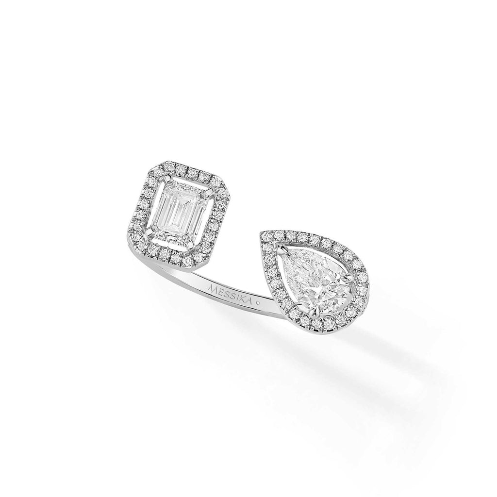 Messika My Twin Toi & Moi Ring (06501-WG) aus Weißgold mit Diamant und Smaragd