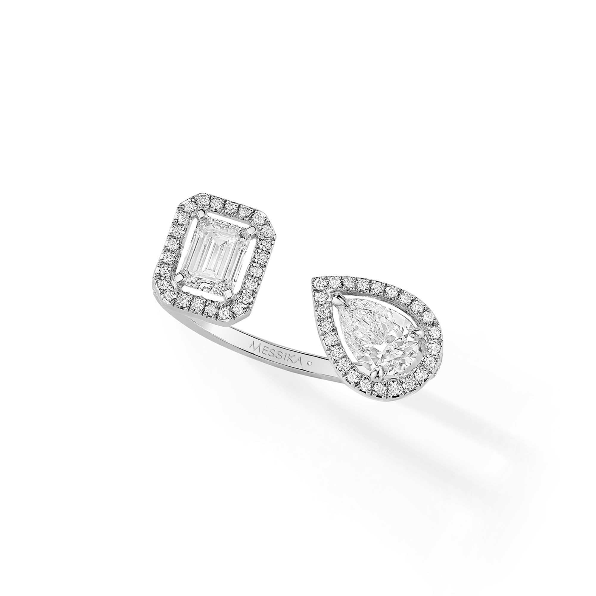 Messika My Twin Toi & Moi Ring (06501-WG) aus Weißgold mit Diamant und Smaragd