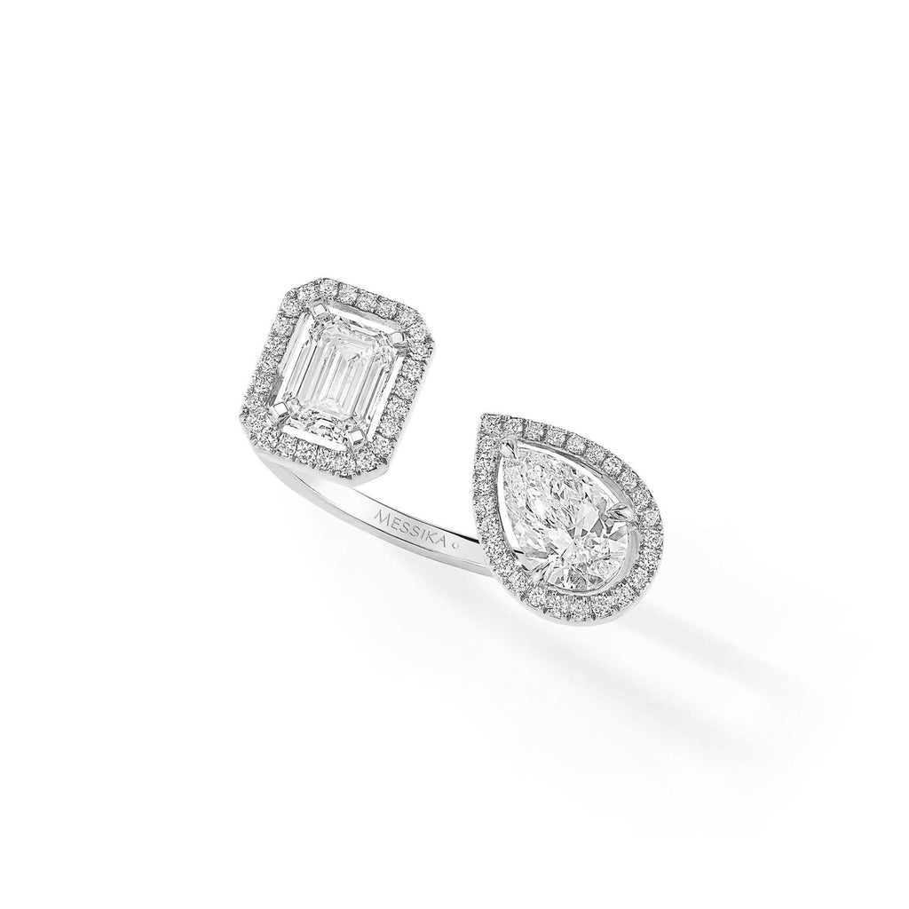 Messika My Twin Toi & Moi Ring (06502-WG) aus Weißgold mit Diamant und Smaragd