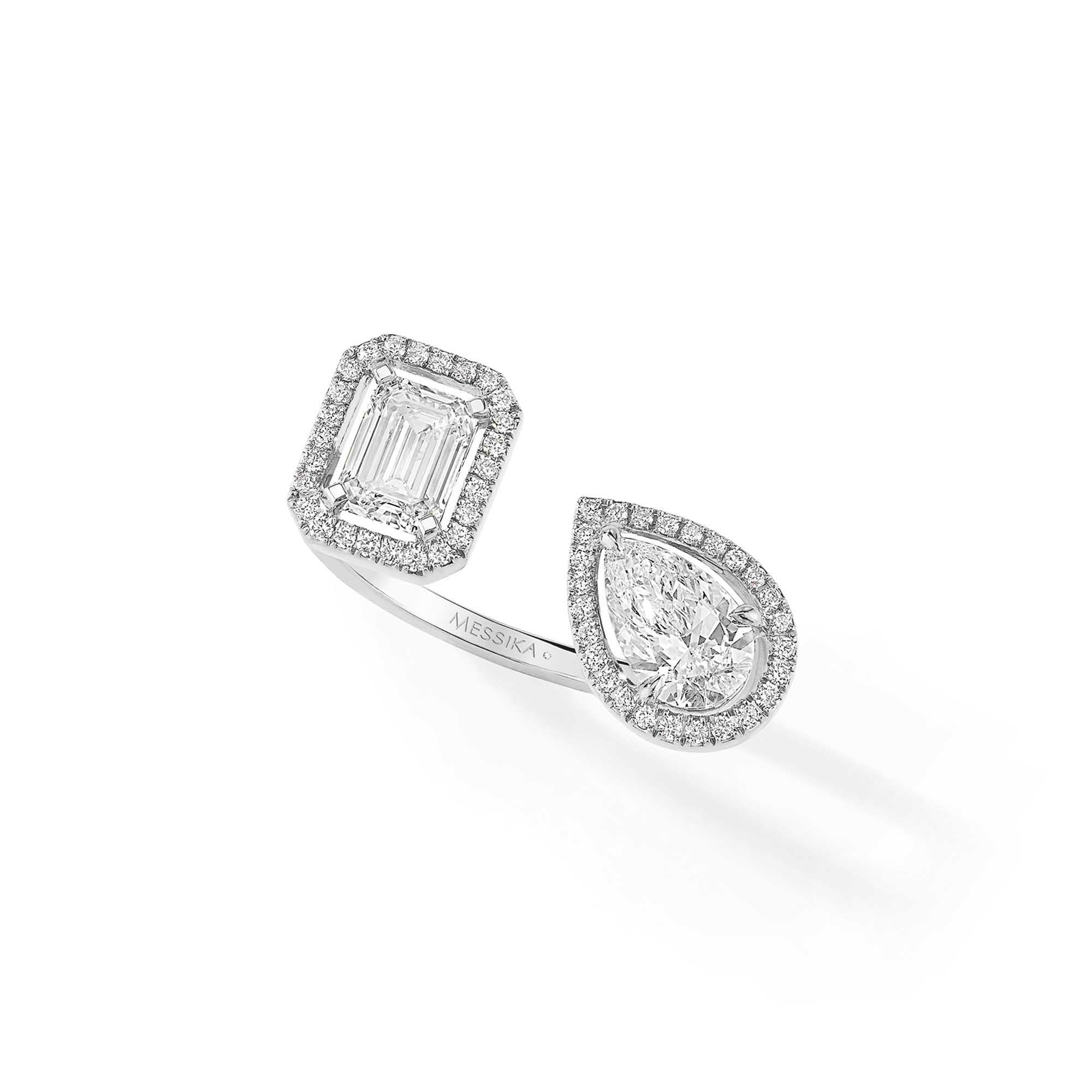 Messika My Twin Toi & Moi Ring (06502-WG) aus Weißgold mit Diamant und Smaragd