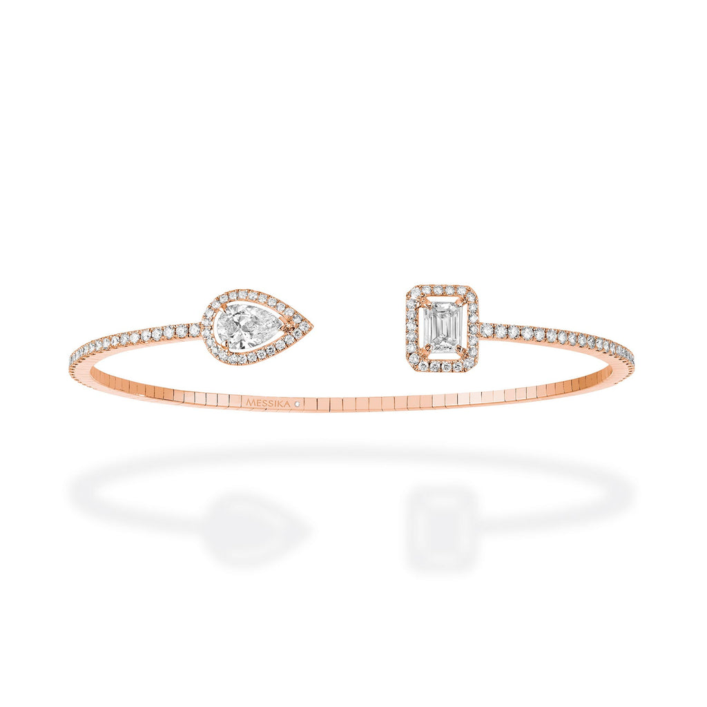 Messika My Twin Toi & Moi Skinny Armreif (06161-PG) aus Roségold mit Diamant und Smaragd