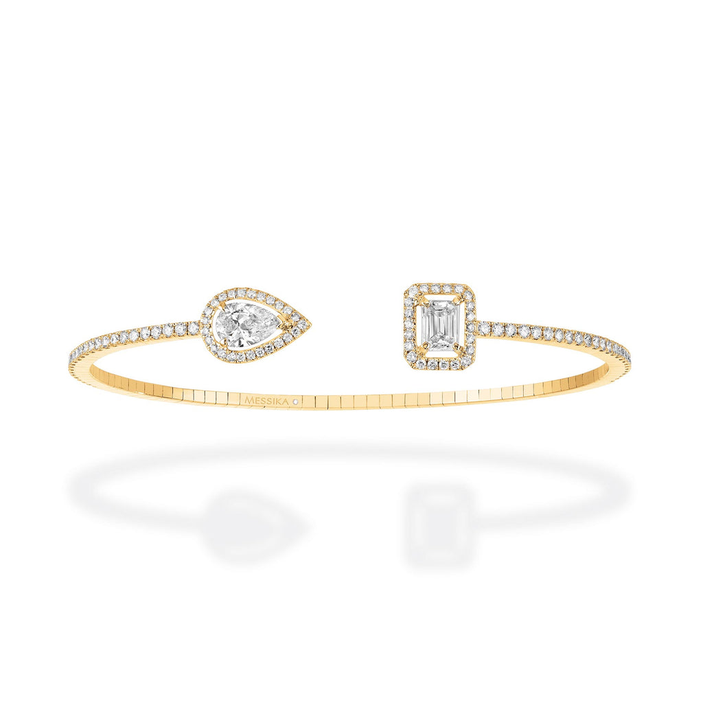 Messika My Twin Toi & Moi Skinny Armreif (06161-YG) aus Gelbgold mit Diamant und Smaragd