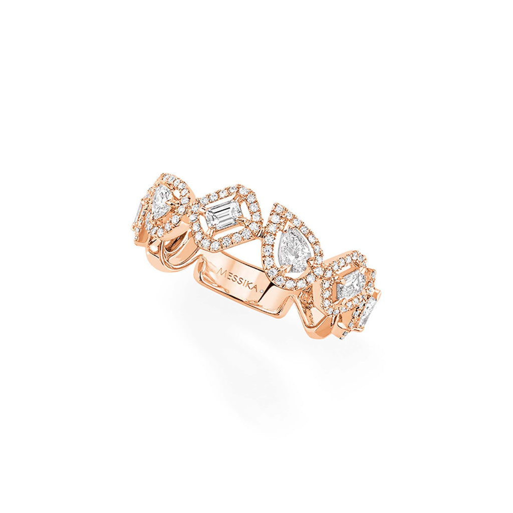 Messika My Twin Toi & Moi Wedding Ring (06705-PG) aus Roségold mit Diamant und Smaragd