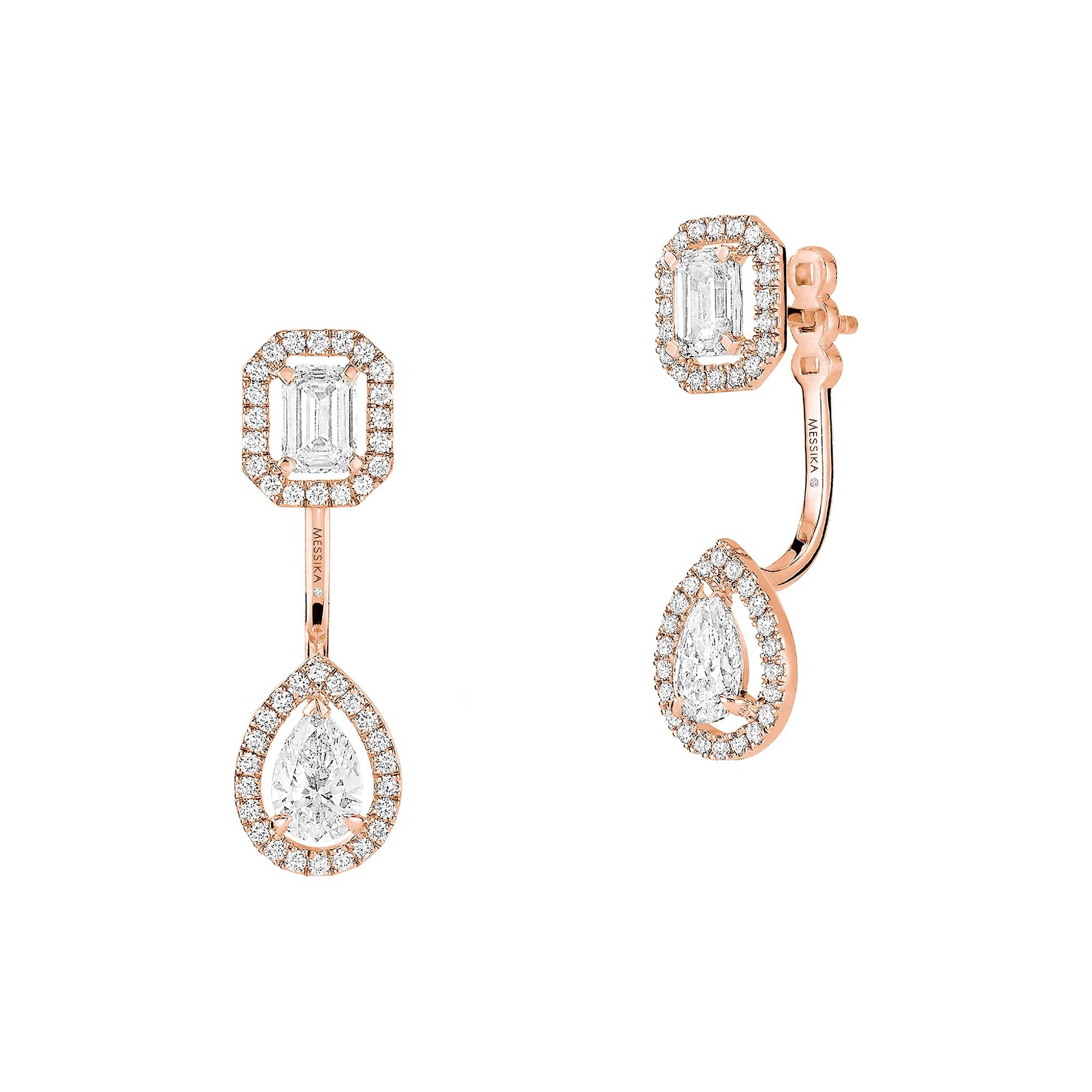 Messika My Twin Toi & Moi X2 Ohrringe (06505-PG) aus Roségold mit Diamant und Smaragd