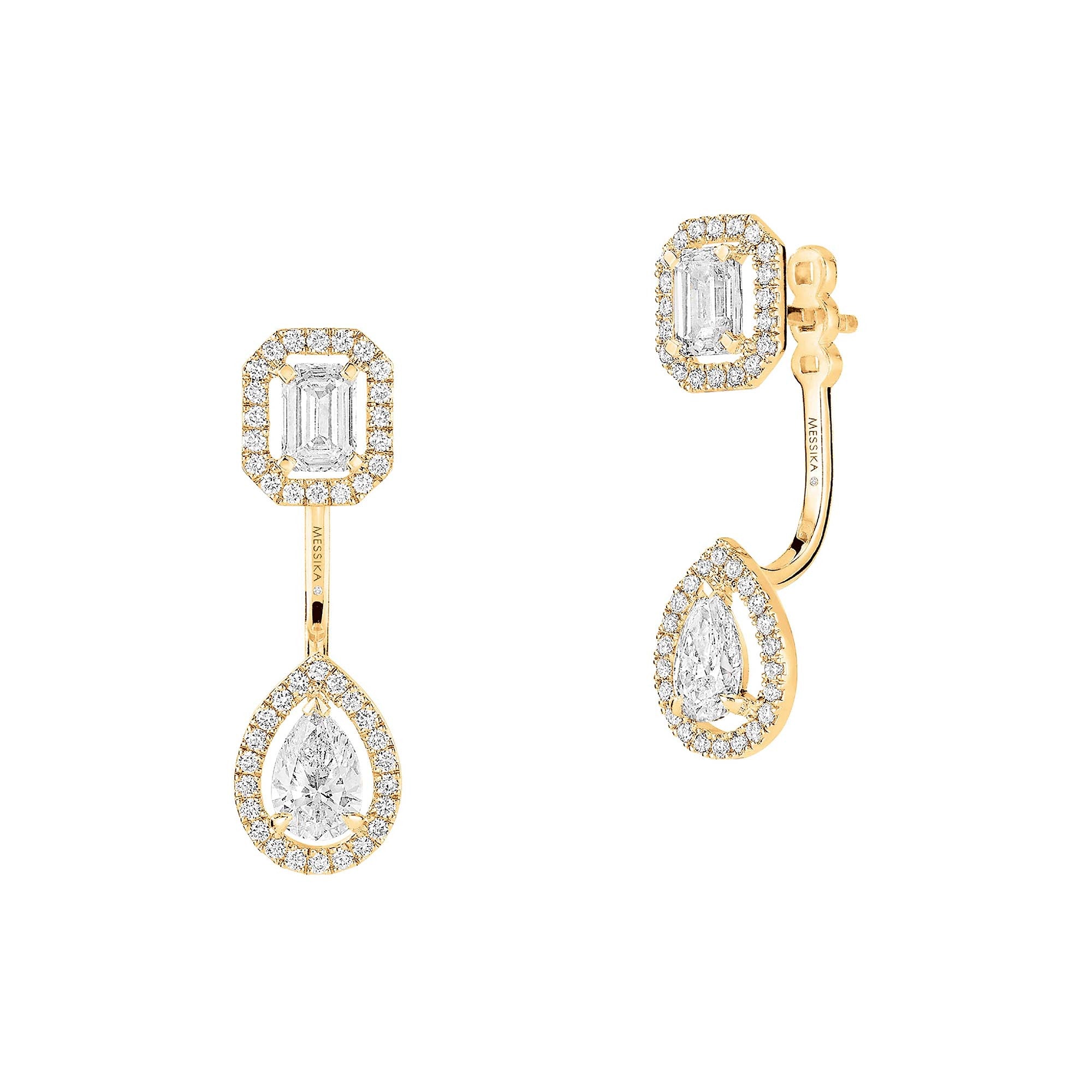 Messika My Twin Toi & Moi X2 Ohrringe (06505-YG) aus Gelbgold mit Diamant und Smaragd