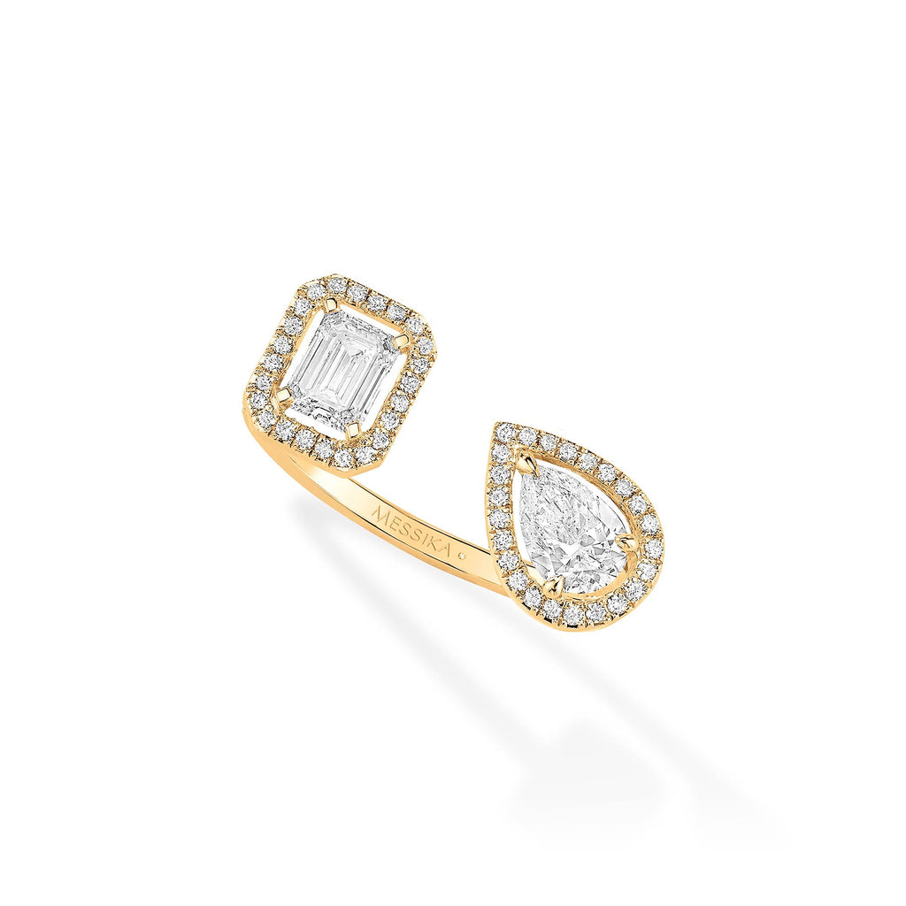 Messika My Twin Toi & Moi X2 Ring (06636-YG) aus Gelbgold mit Diamant und Smaragd