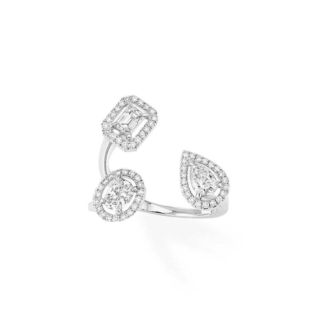 Messika My Twin Trilogy Ring (06695-WG) aus Weißgold mit Diamant und Smaragd