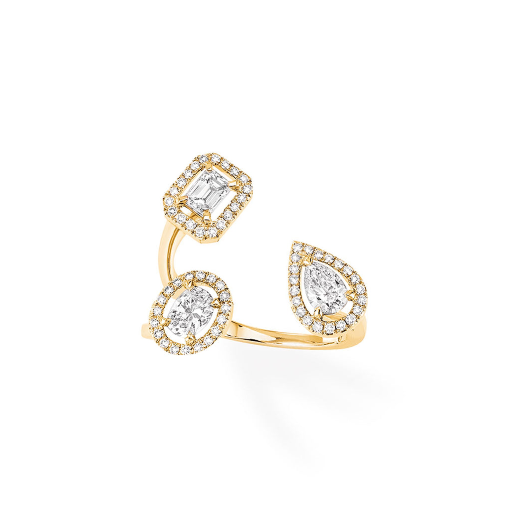Messika My Twin Trilogy Ring (06695-YG) aus Gelbgold mit Diamant und Smaragd