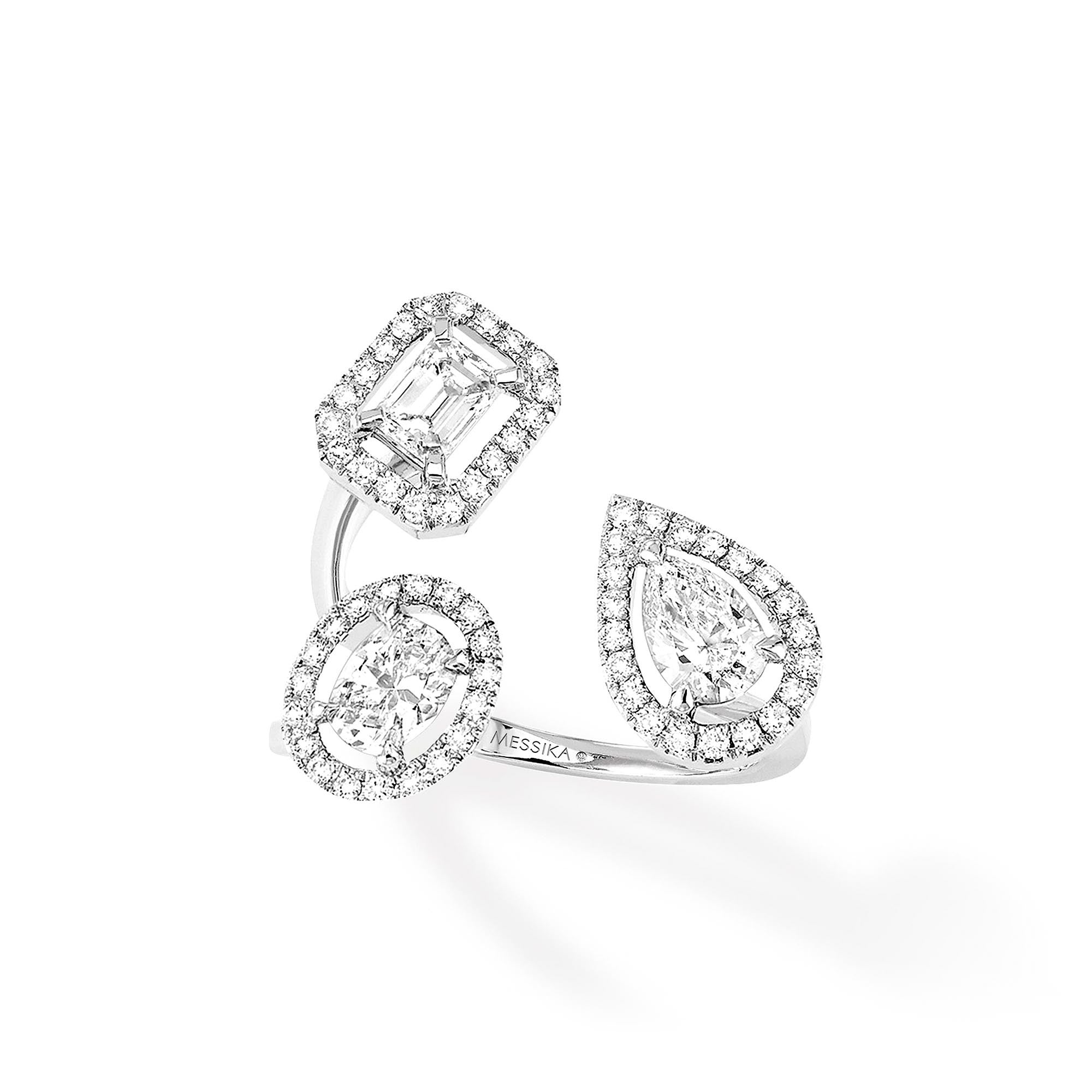 Messika My Twin Trilogy X3 Ring (06778-WG) aus Weißgold mit Diamant und Smaragd