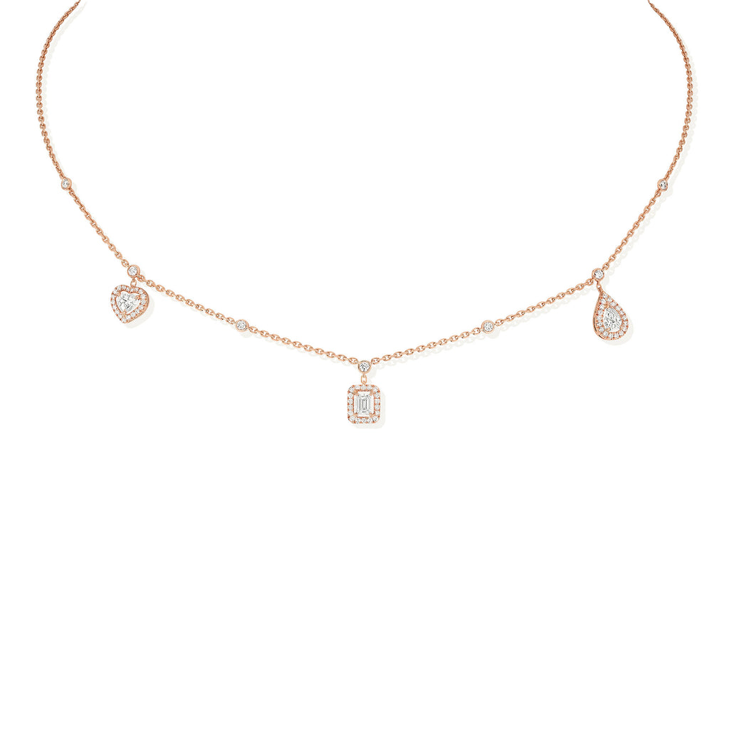 Messika My Twin Trio Halskette (11945-PG) aus Roségold mit Diamant und Smaragd