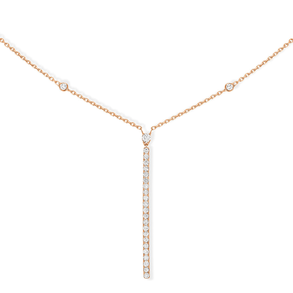 Messika Vertikale Gatsby Barrette Halskette (05448-PG) aus Roségold mit Diamant