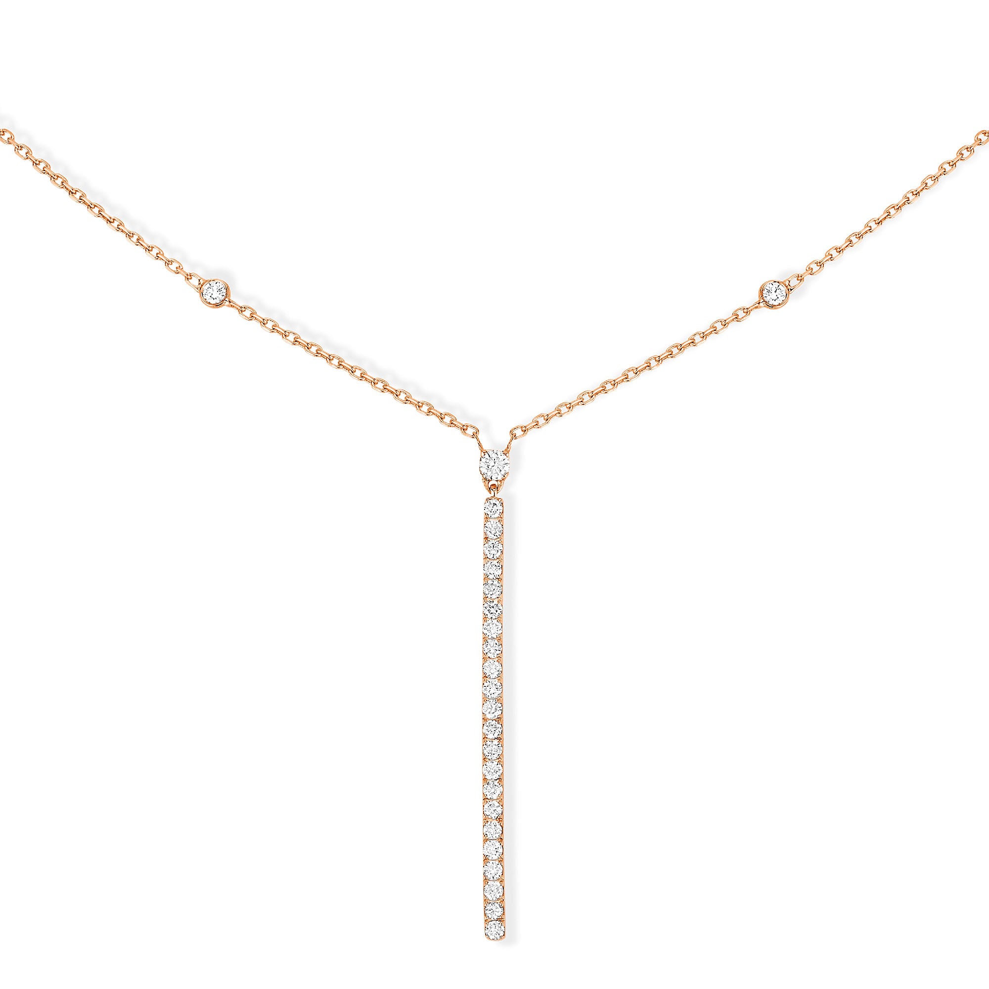 Messika Vertikale Gatsby Barrette Halskette (05448-PG) aus Roségold mit Diamant