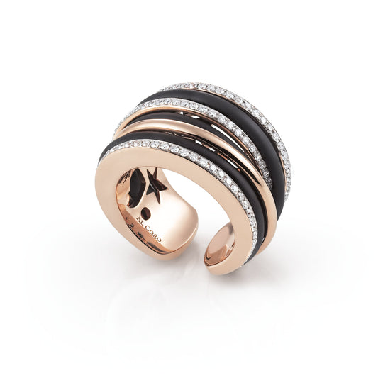 Mezzaluna Ring, Tricolor-Gold • Diamant von Al Coro (R7216R)