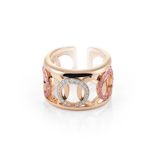 Mezzaluna Ring, Bicolor-Gold • Diamant • Saphir von Al Coro (R7625PSR)