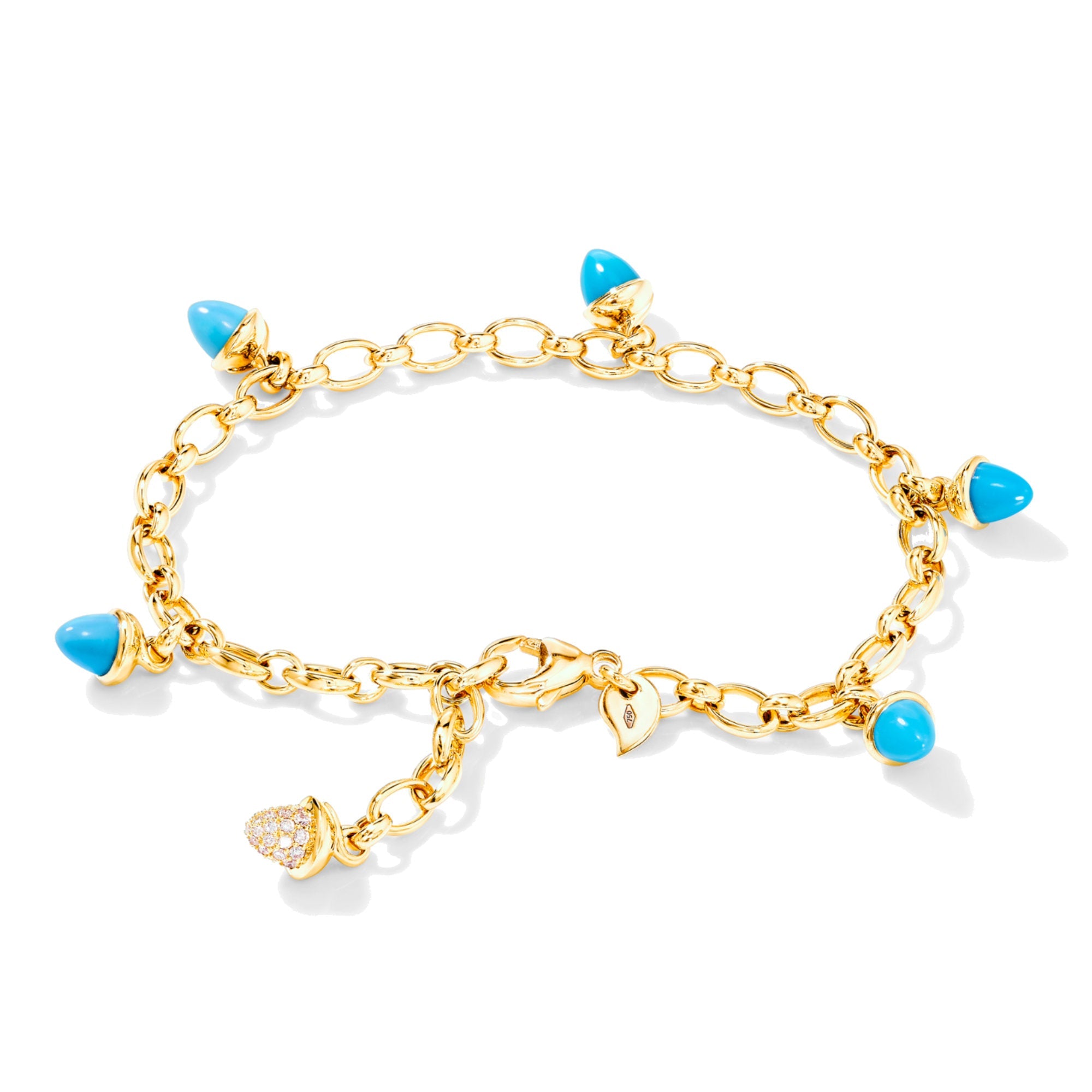 MIKADO Charm Armband 'Türkis' mit Diamant-Pavé - B-MC-Ch-Tur-p-yg