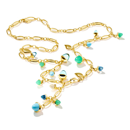 MIKADO Halskette 'Lagoon' mit Diamond Pavé, Gelbgold • Edelsteine von Tamara Comolli (N-M-56-Lag-p-yg)