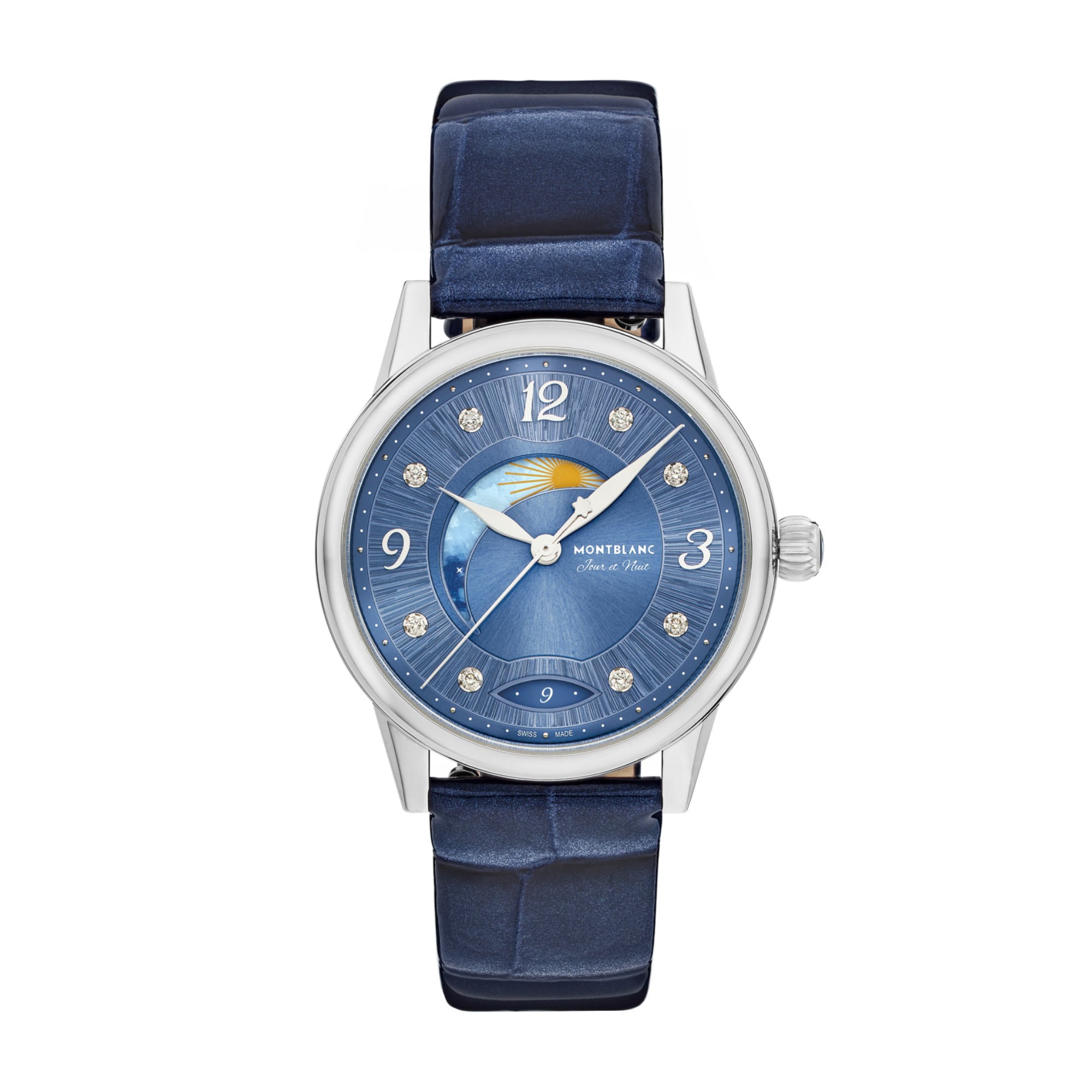 Montblanc Bohème Day & Night 34 mm (MB133310) aus Leder, Edelstahl mit Diamant